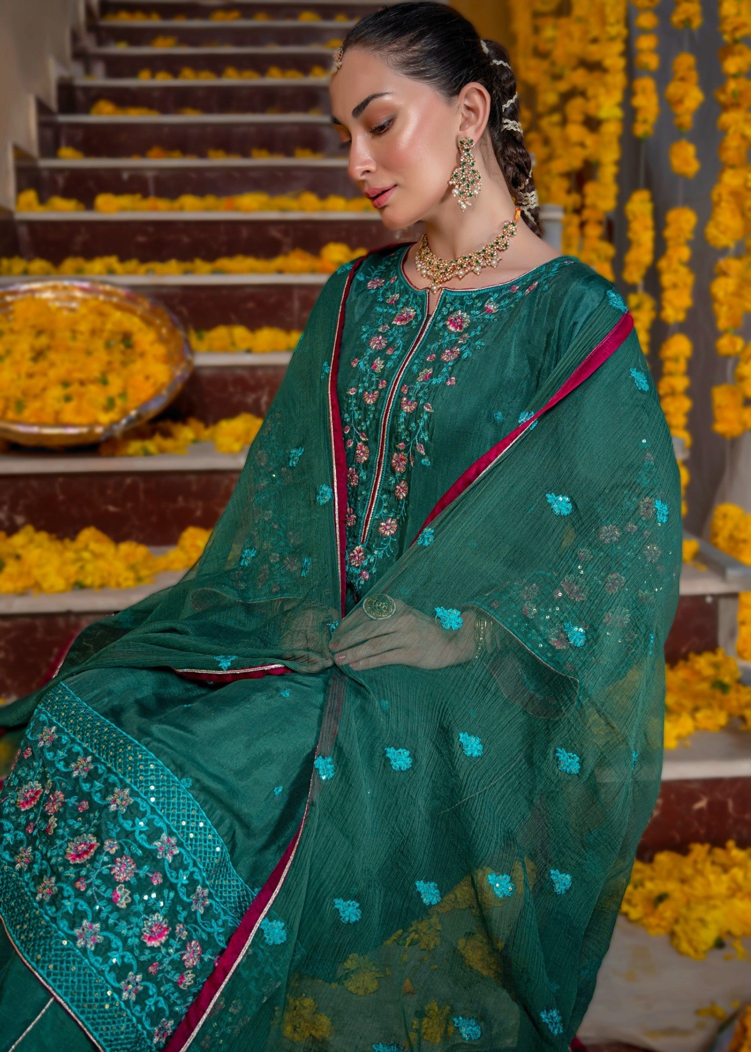 Meeraki GRACIE GREEN Women 3pcs