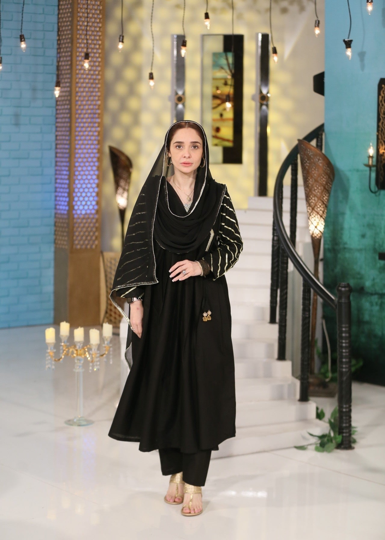 Zeekstore Angrakha Black Suit Set Women 3pcs