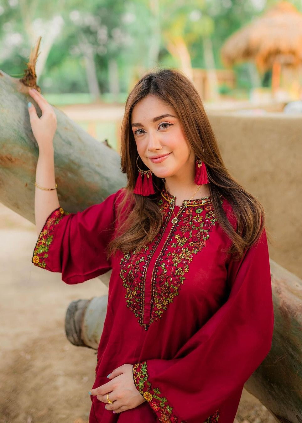 Gulposh Azure (Stitched ) Red Women 2pcs