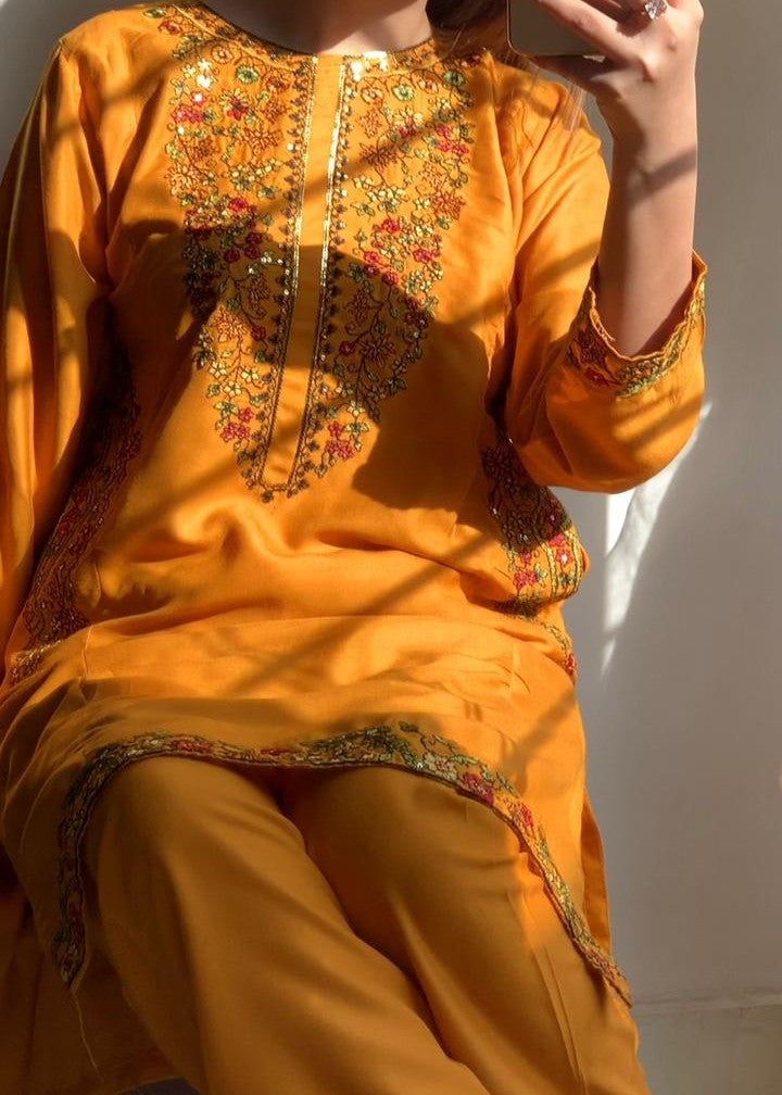 Gulposh Azure (Stitched ) MUSTARD Women 2pcs