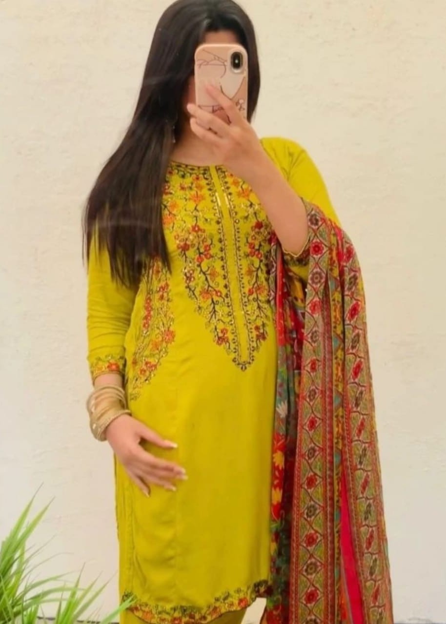 Gulposh Azure (Stitched ) Yellow Women 2pcs