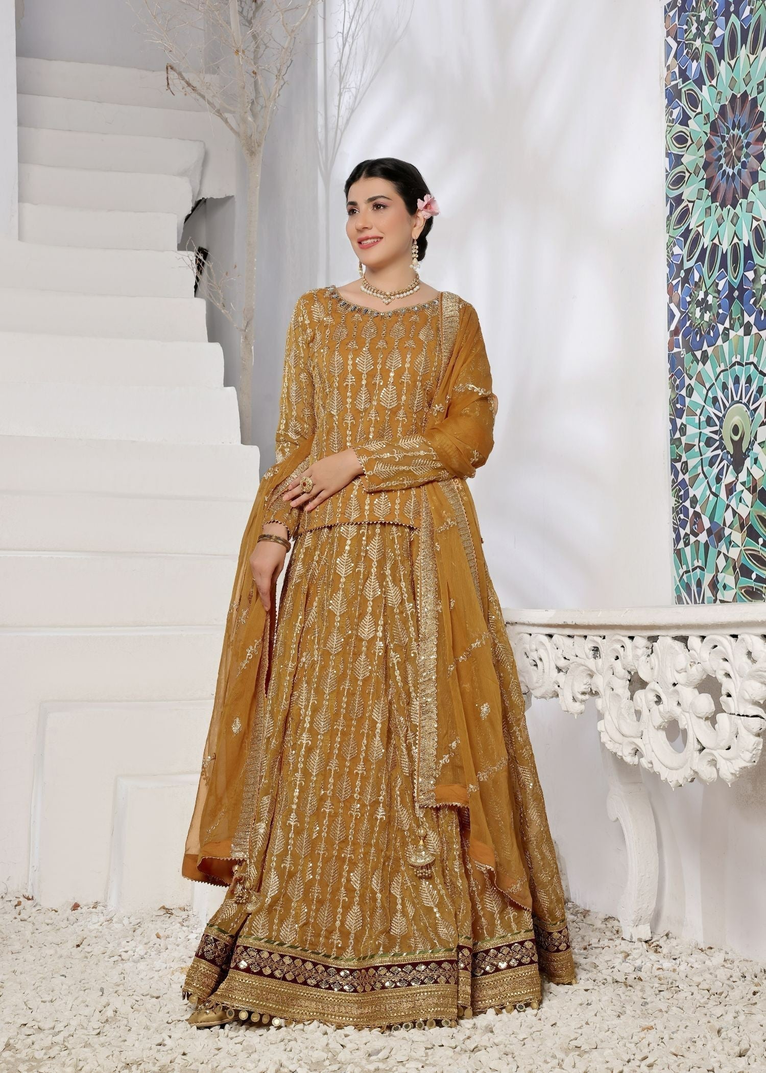 Ayesha Closet Naurattan Glittery Gold Women 3pcs