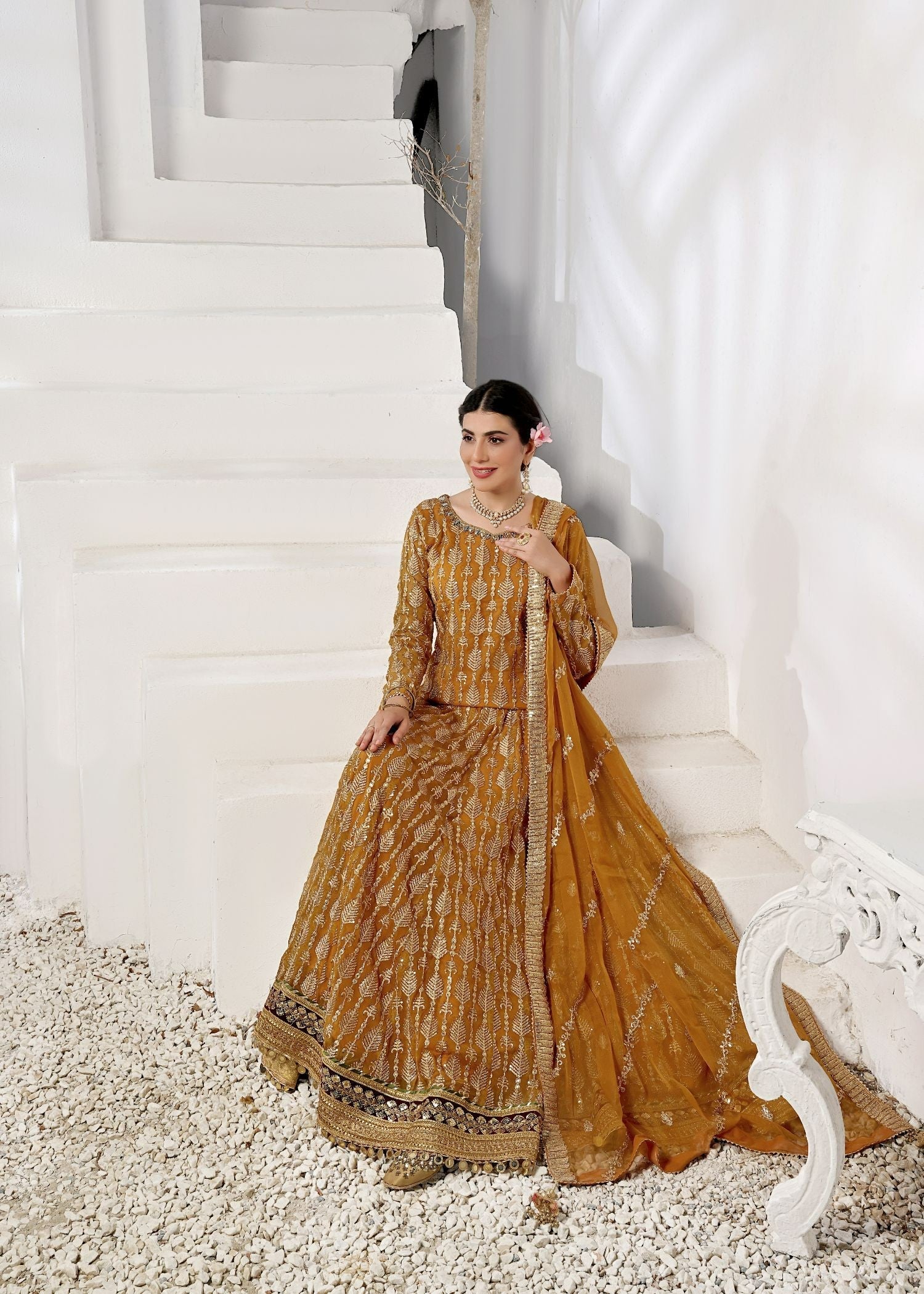 Ayesha Closet Naurattan Glittery Gold Women 3pcs