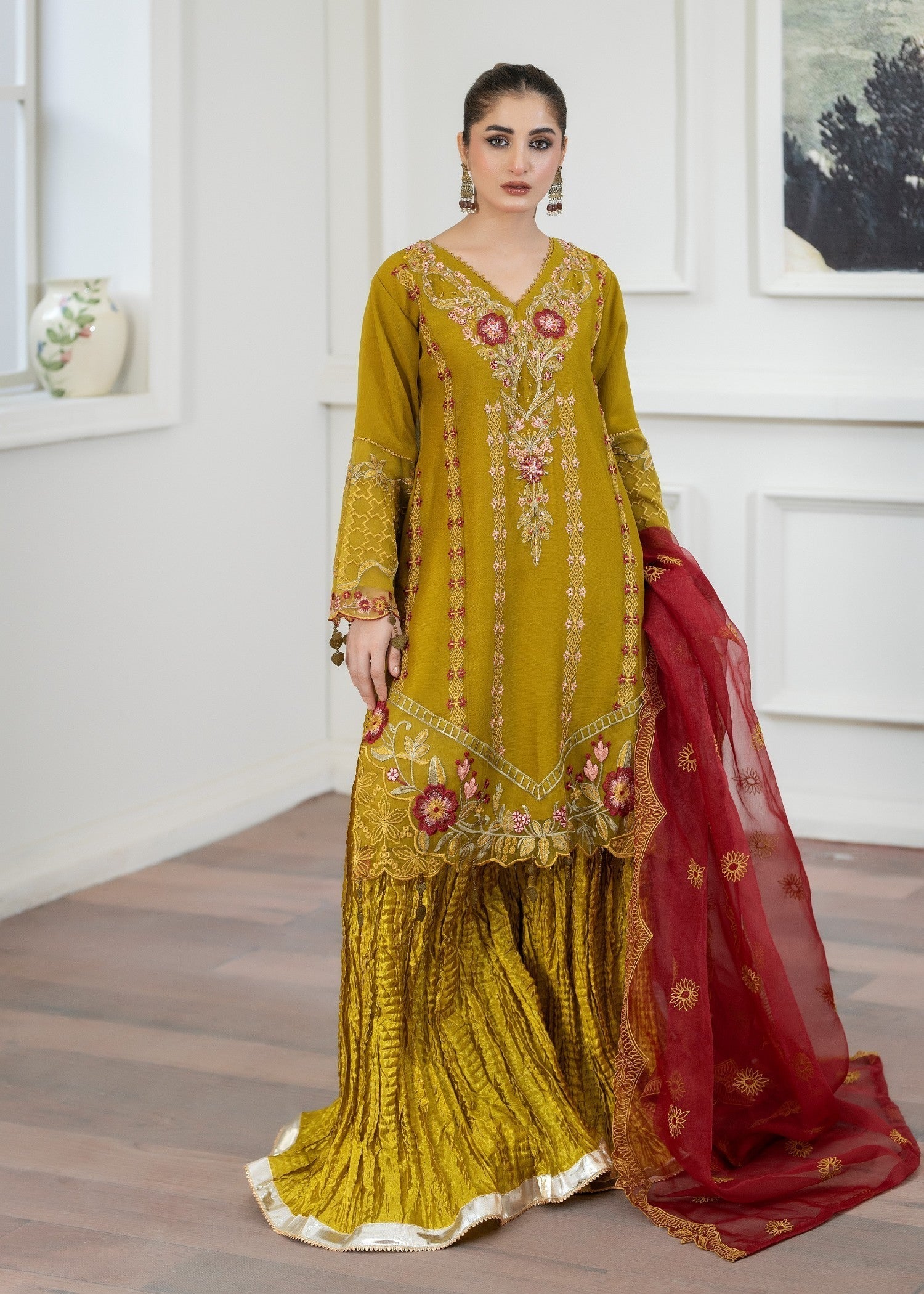 Pehnawa By Bin Akram’s Floral Mehndi CHIFFON Women 3pcs