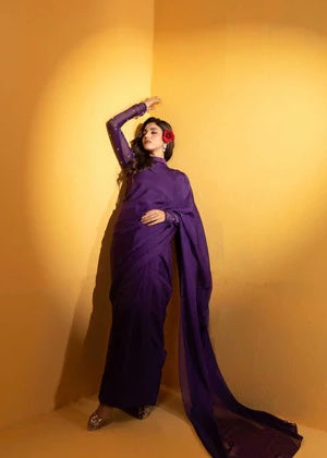 Ripret Purple stone saree Women 3pcs
