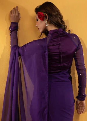 Ripret Purple stone saree Women 3pcs