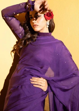 Ripret Purple stone saree Women 3pcs