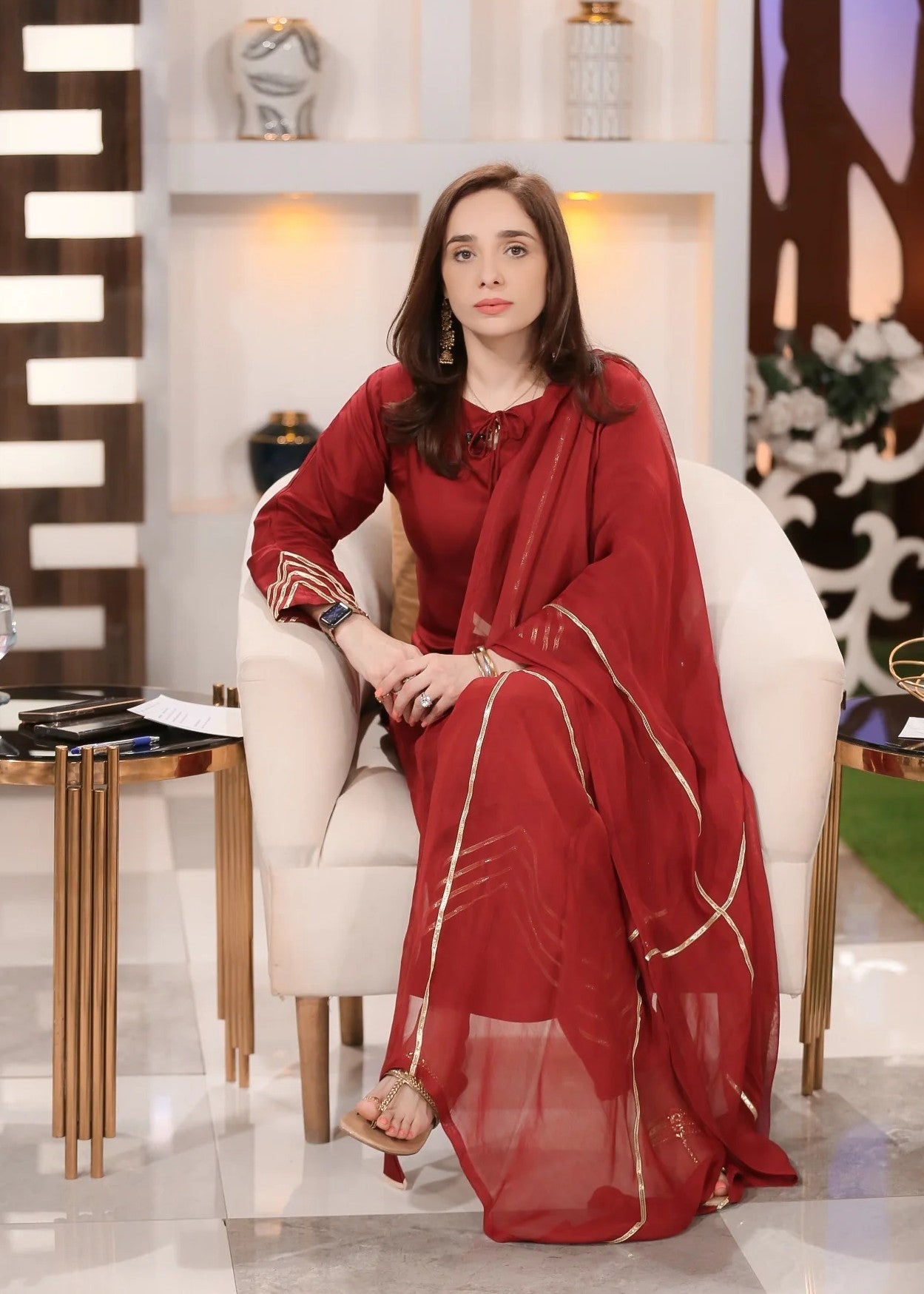 Zeekstore Wine Straight Kurta Set Women 3pcs