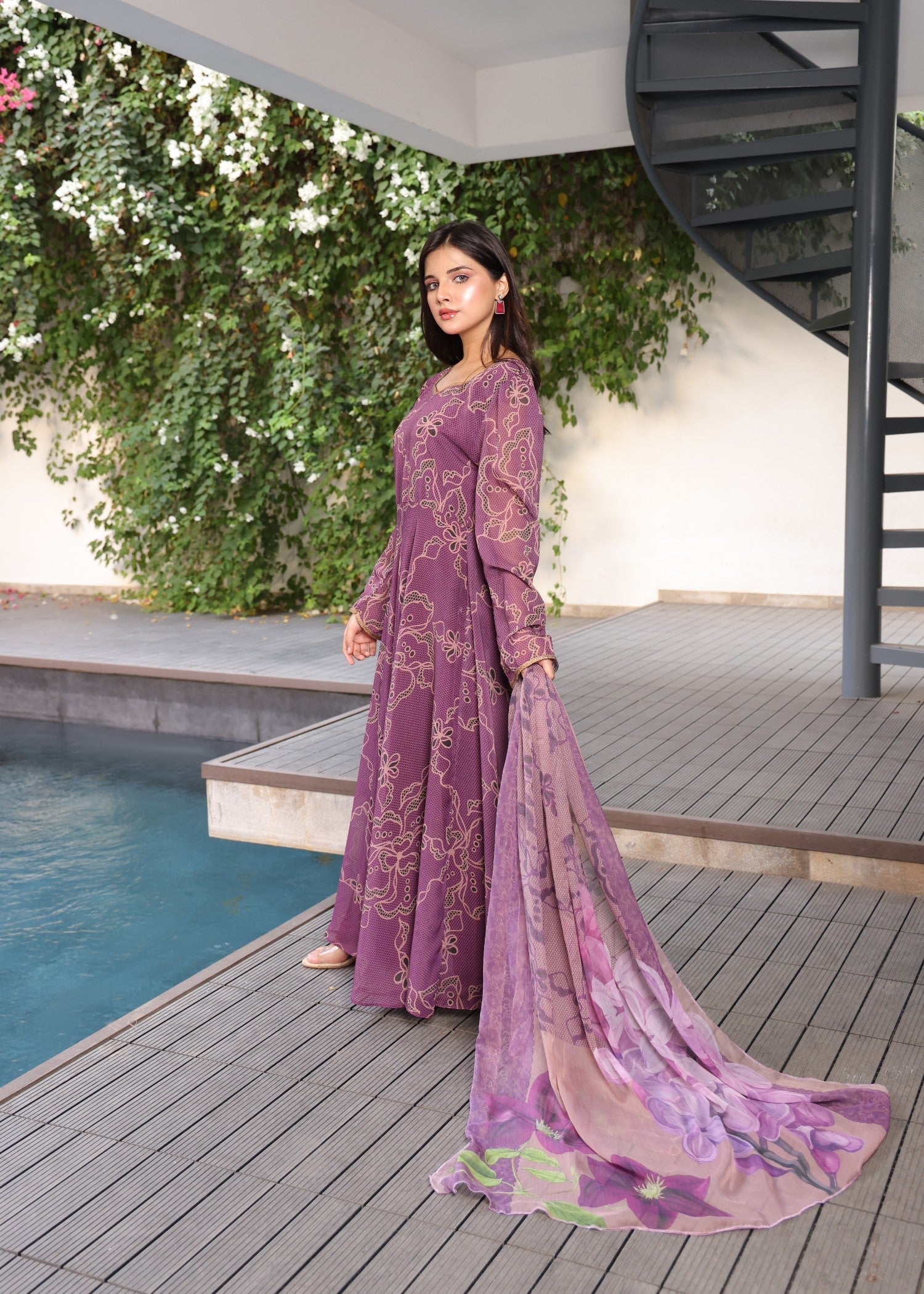 Nazmina Delicate Wrap Dress Women 2pcs