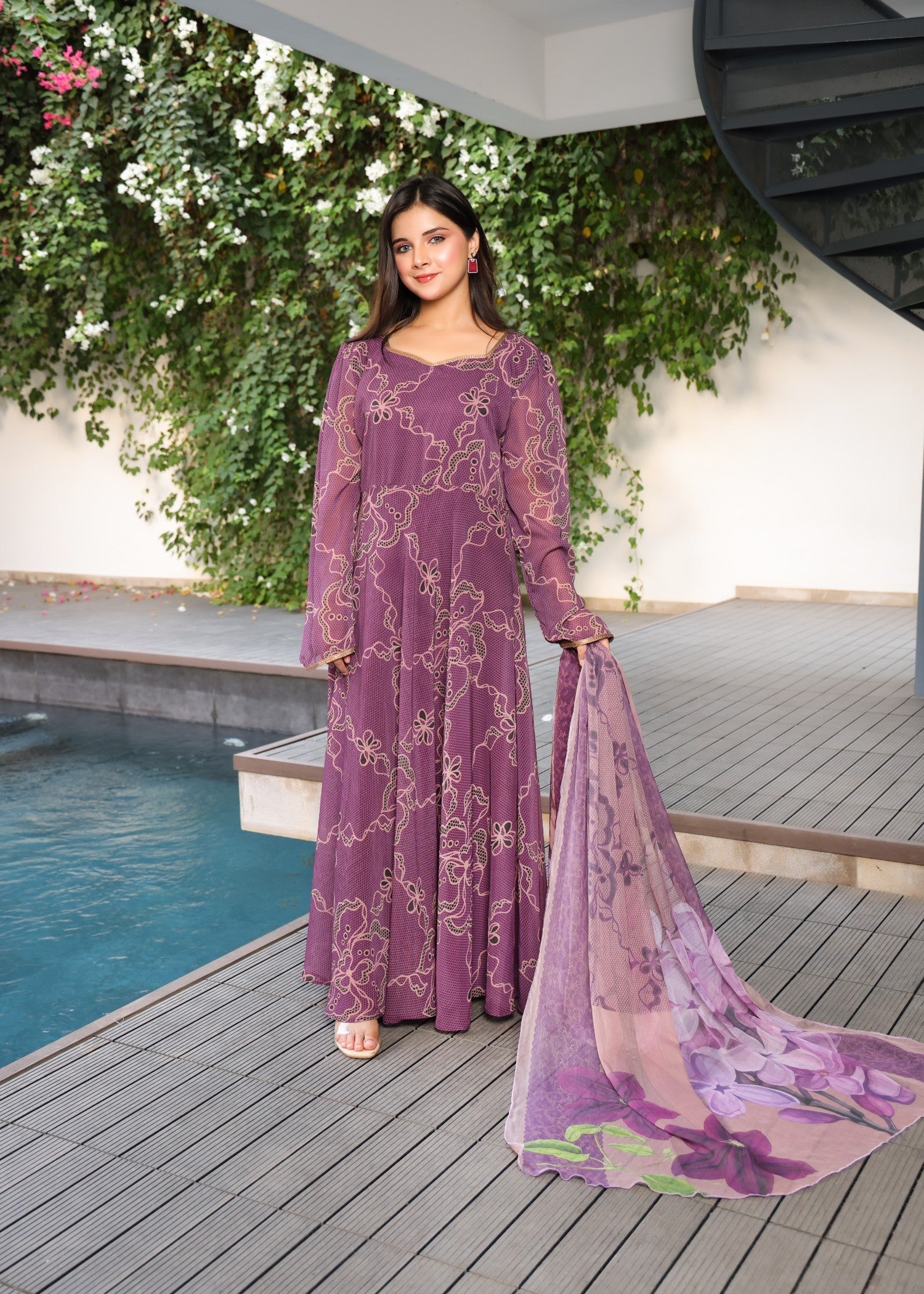 Nazmina Delicate Wrap Dress Women 2pcs