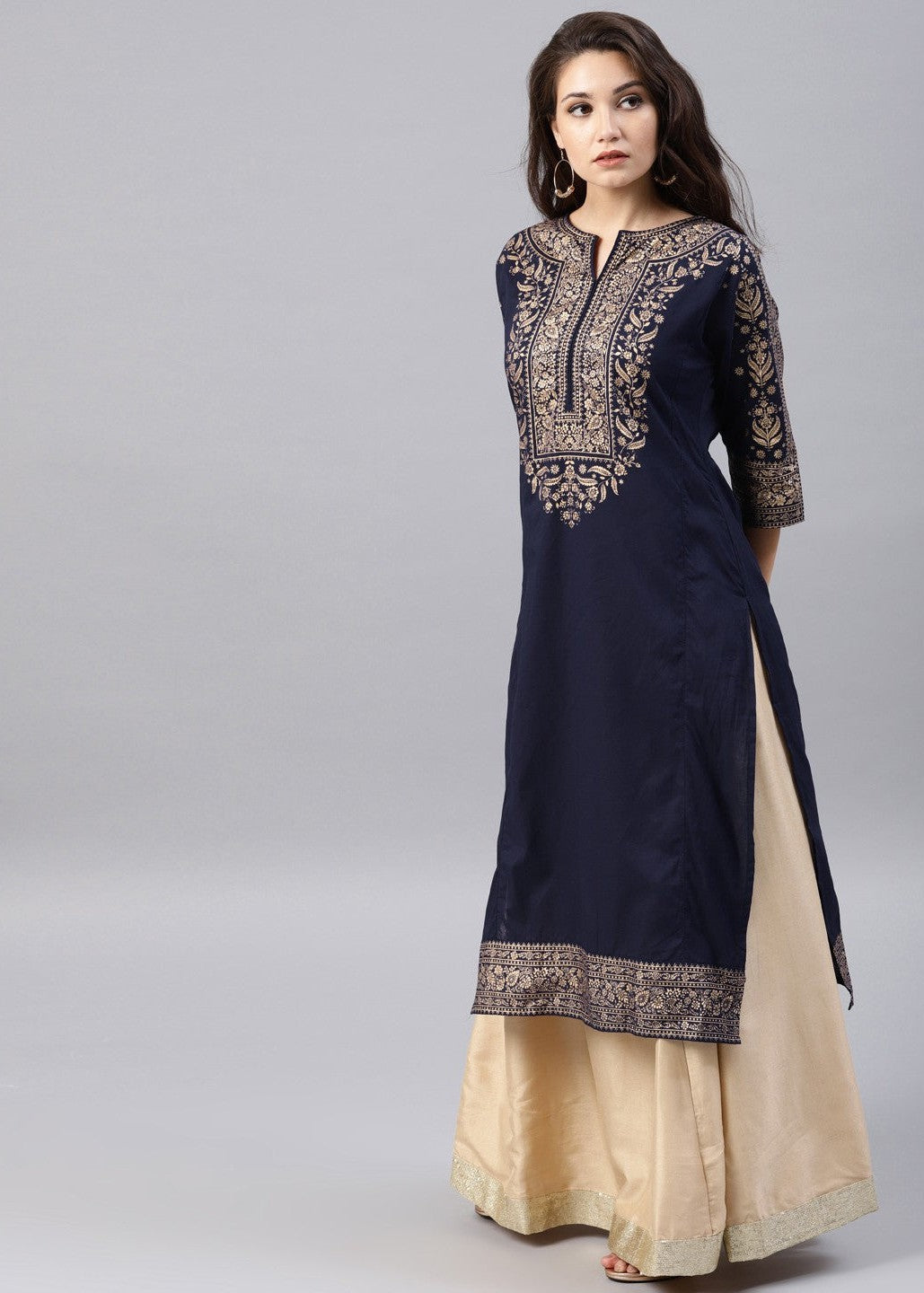 Zeekstore Blue printed kurta Only Women 1pcs