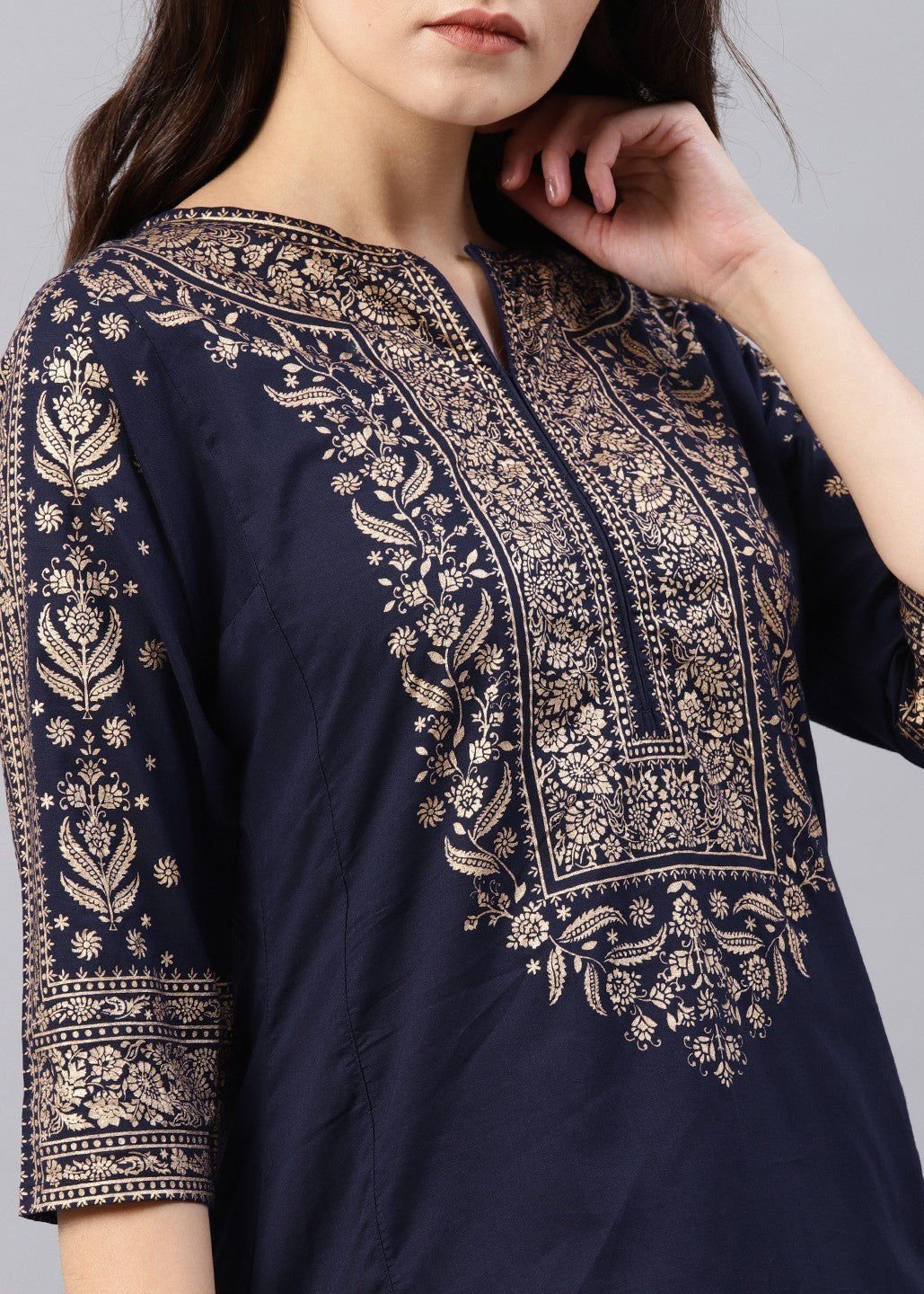 Zeekstore Blue printed kurta Only Women 1pcs