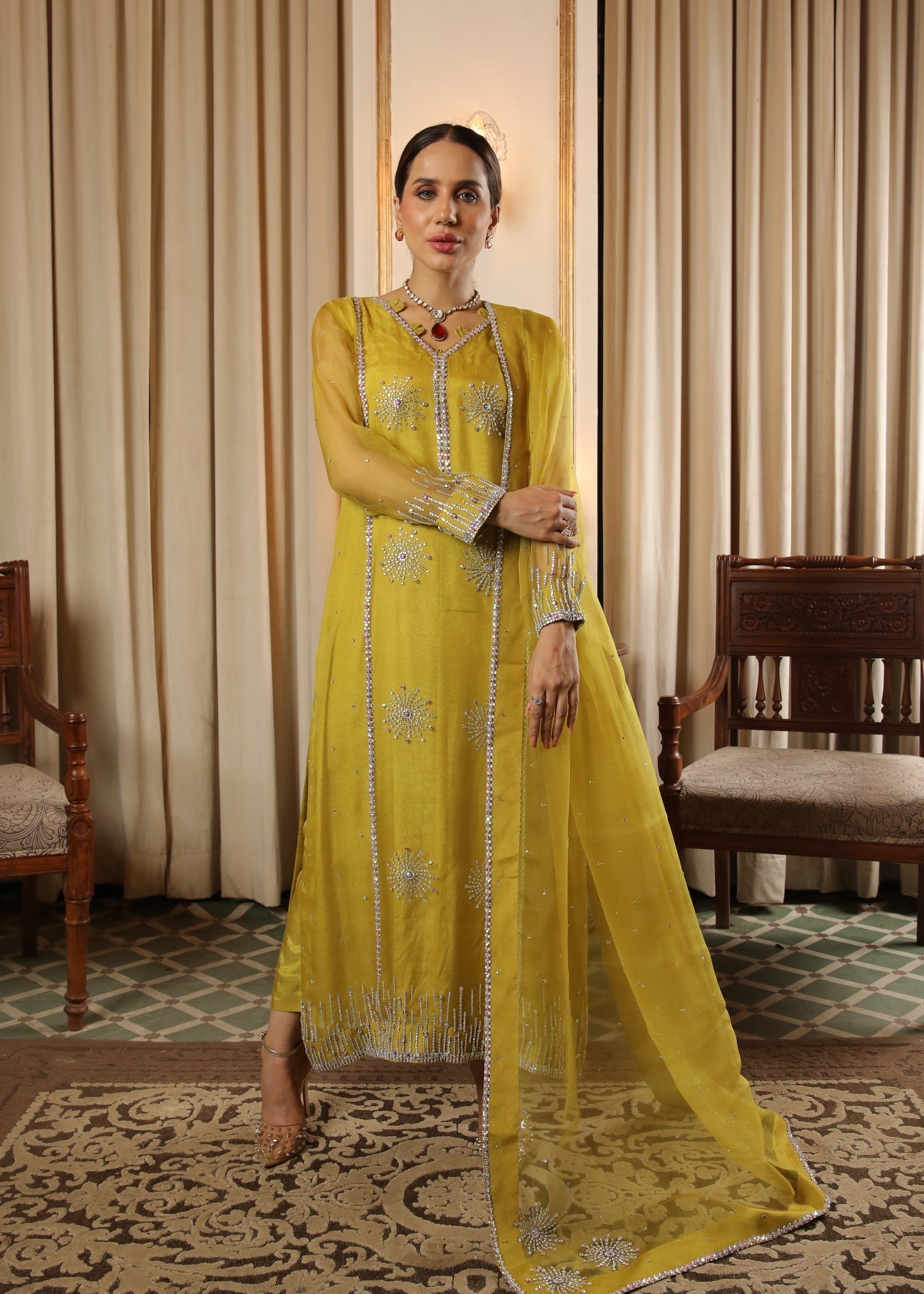 Muntaha By Shanzay Zartasha Lime yellow Women 3pcs