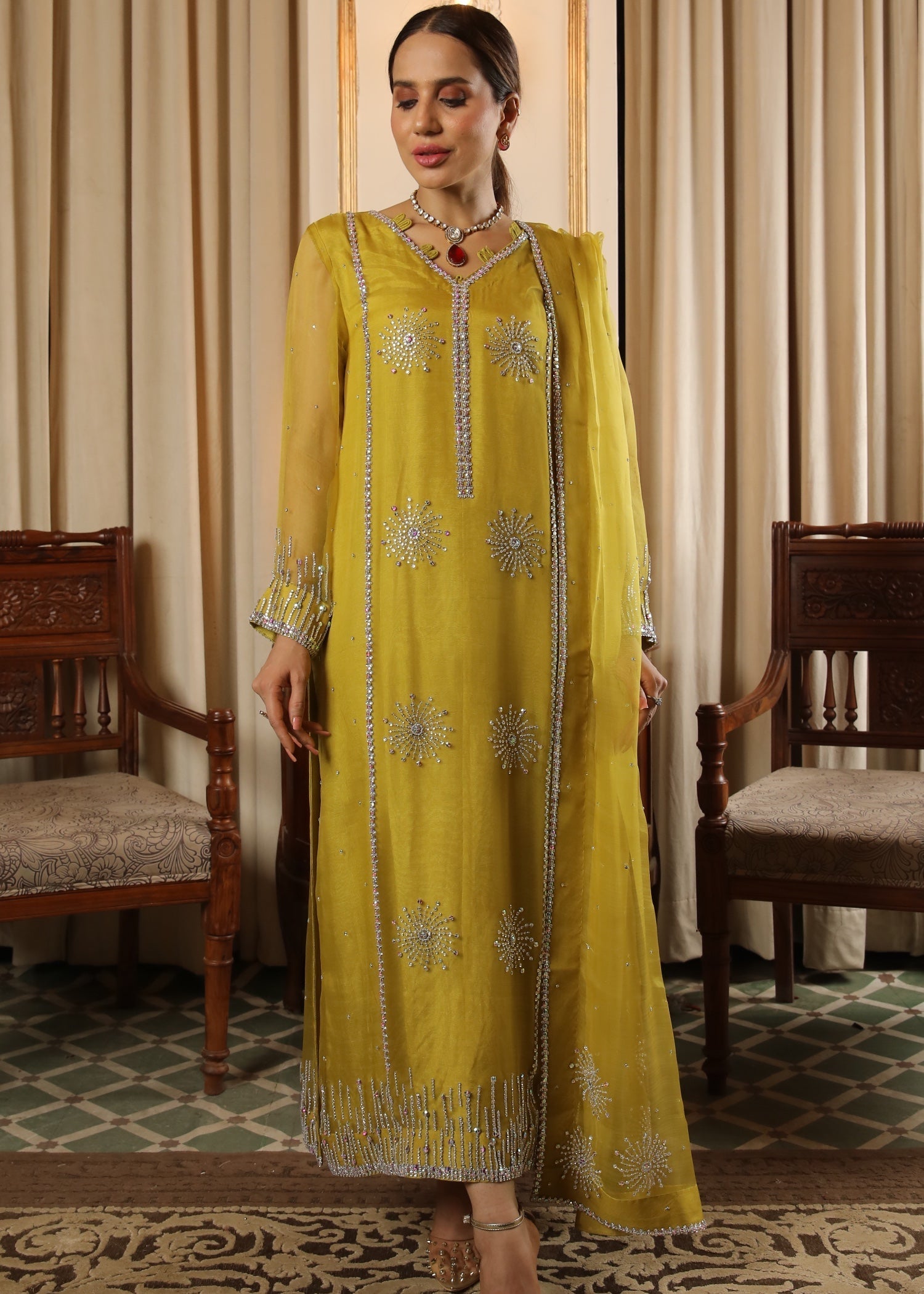 Muntaha By Shanzay Zartasha Lime yellow Women 3pcs