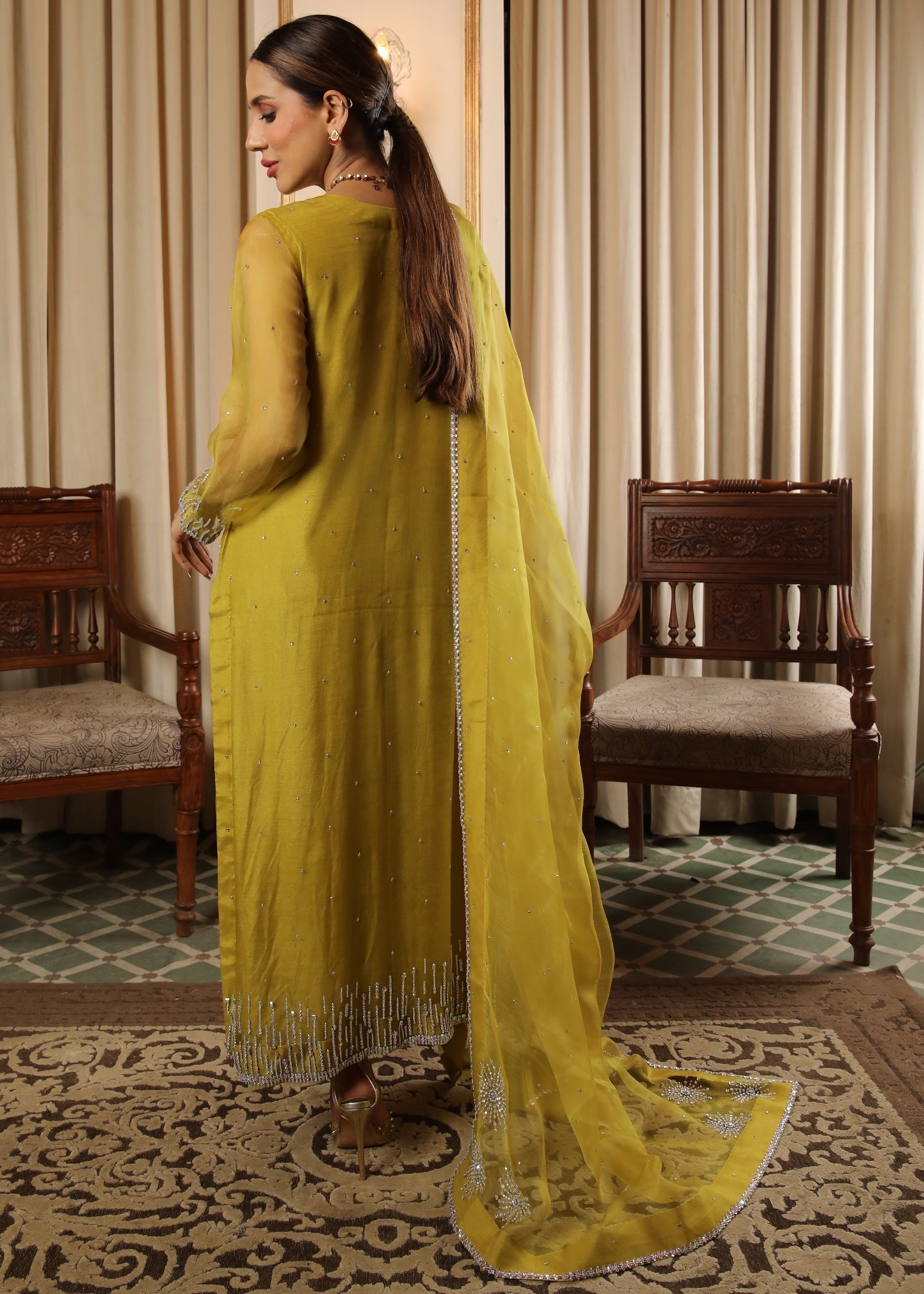 Muntaha By Shanzay Zartasha Lime yellow Women 3pcs