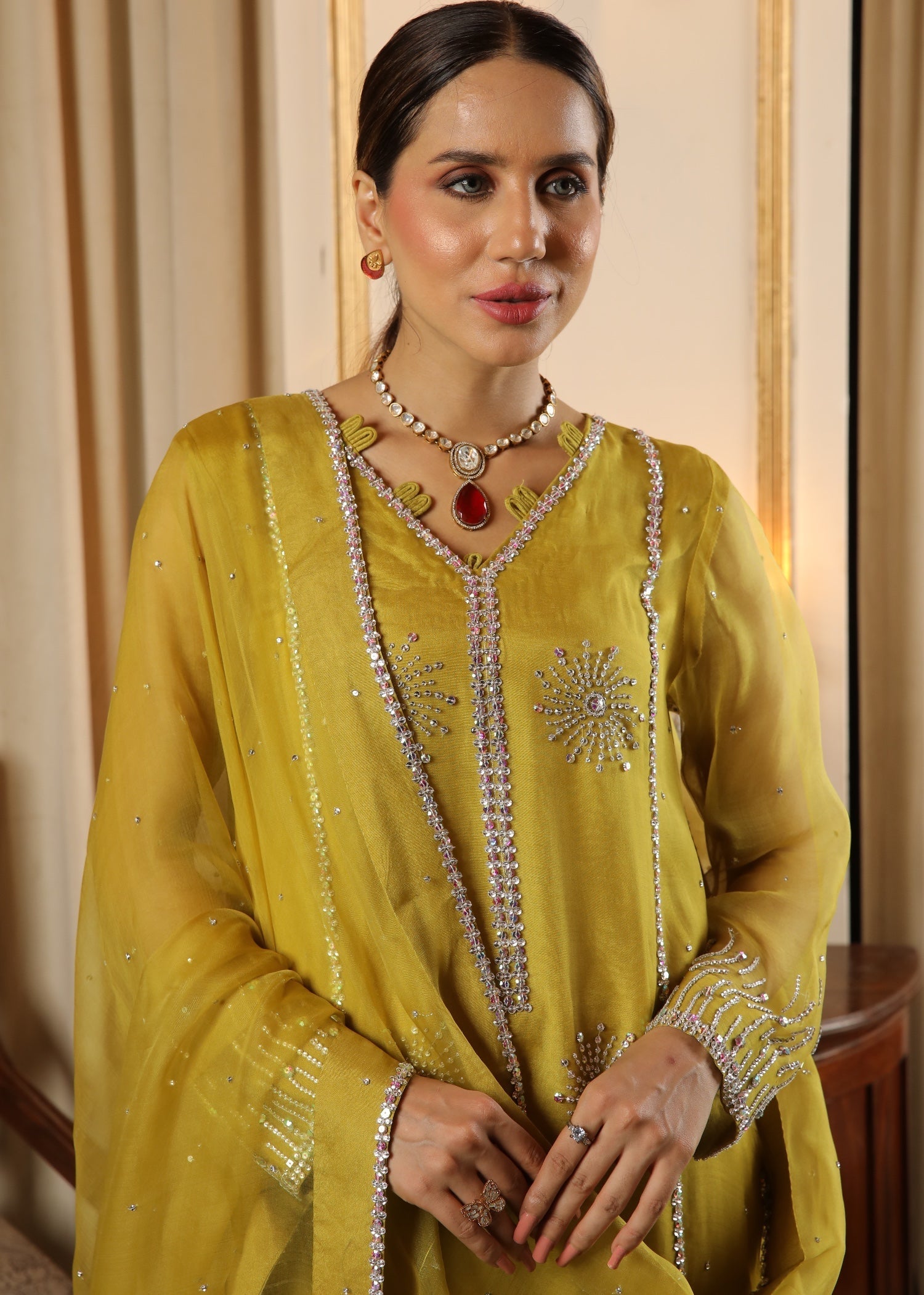 Muntaha By Shanzay Zartasha Lime yellow Women 3pcs