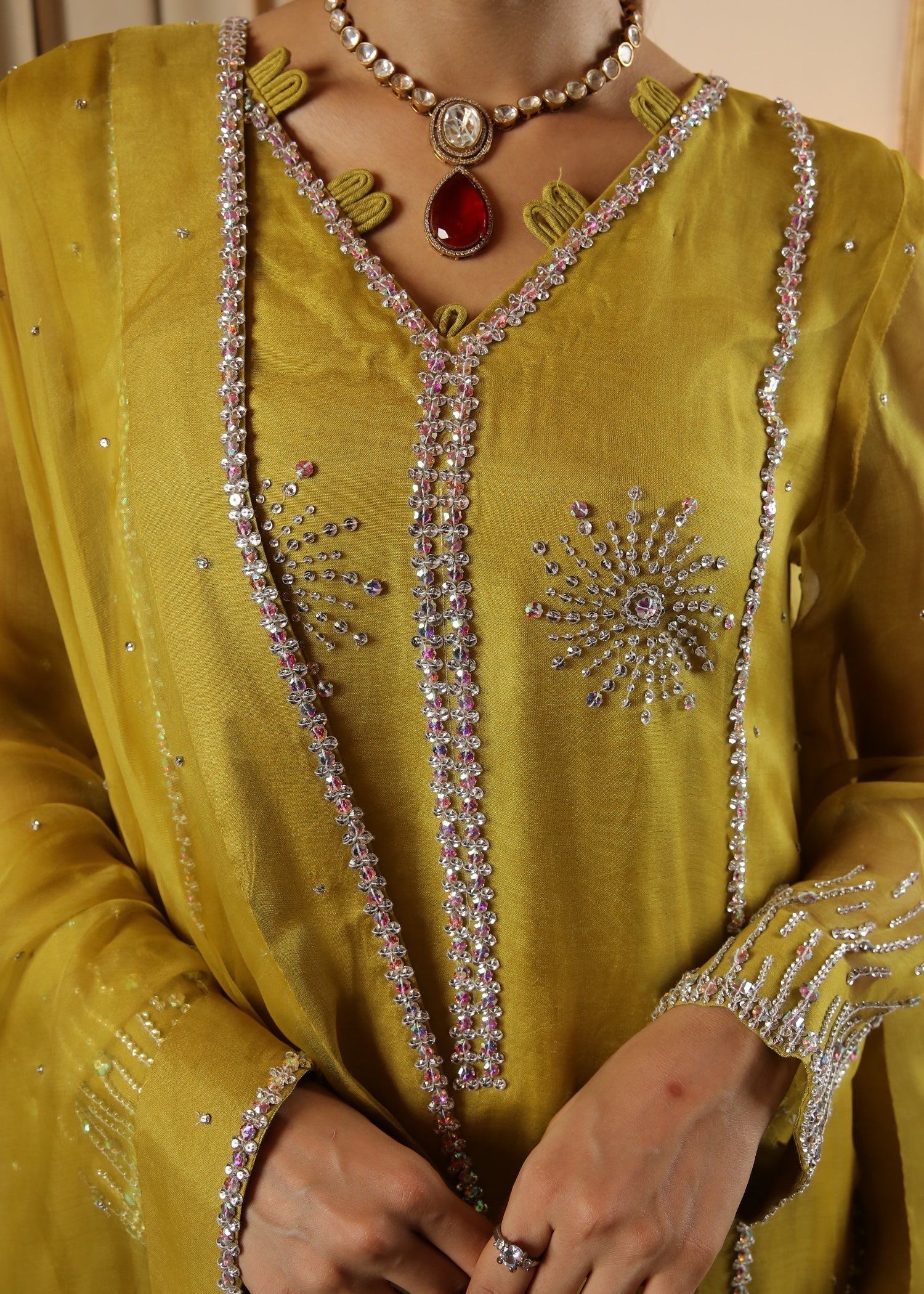 Muntaha By Shanzay Zartasha Lime yellow Women 3pcs