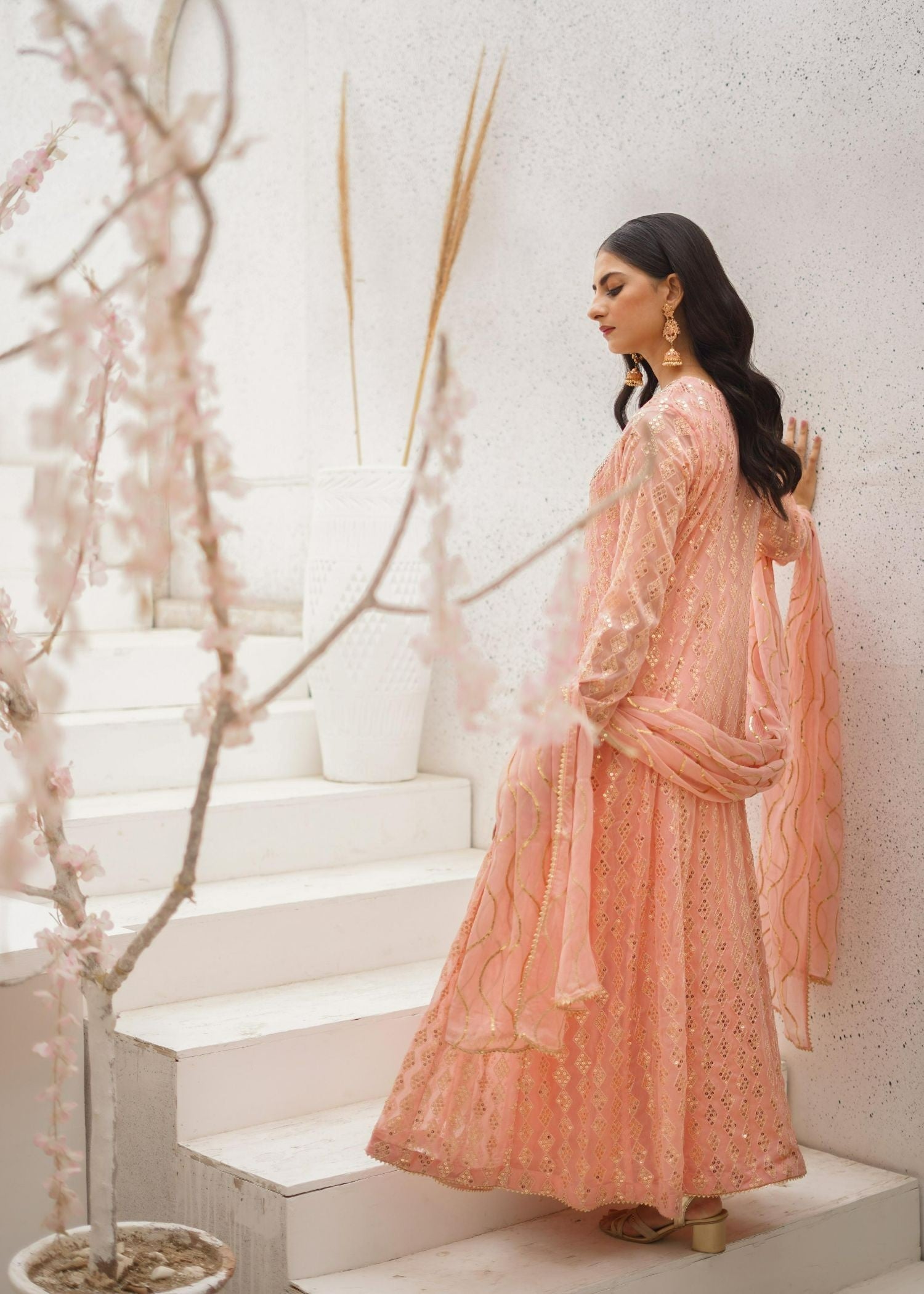 Ayesha Closet Chandni Peachy Pink Women 3pcs