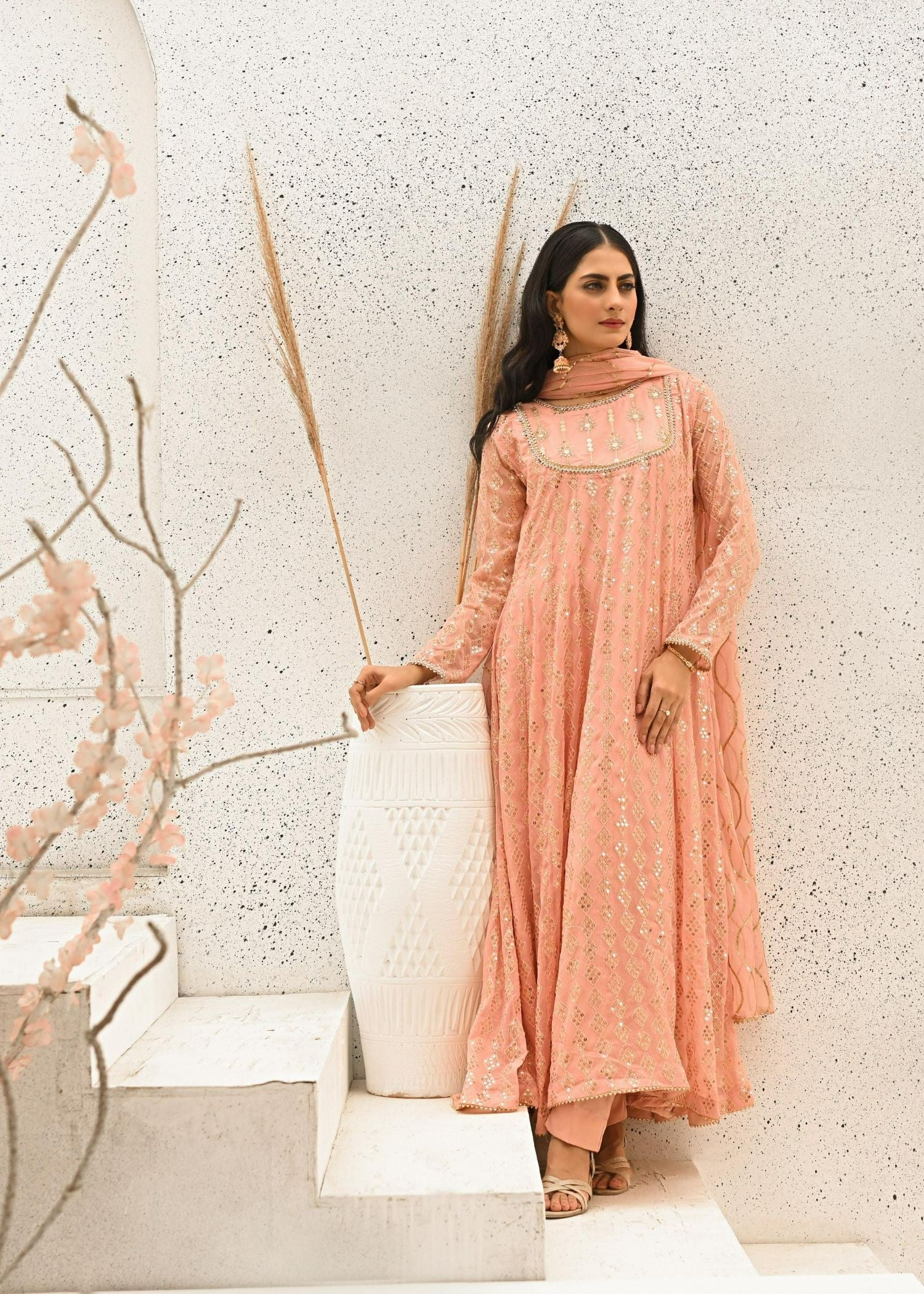 Ayesha Closet Chandni Peachy Pink Women 3pcs