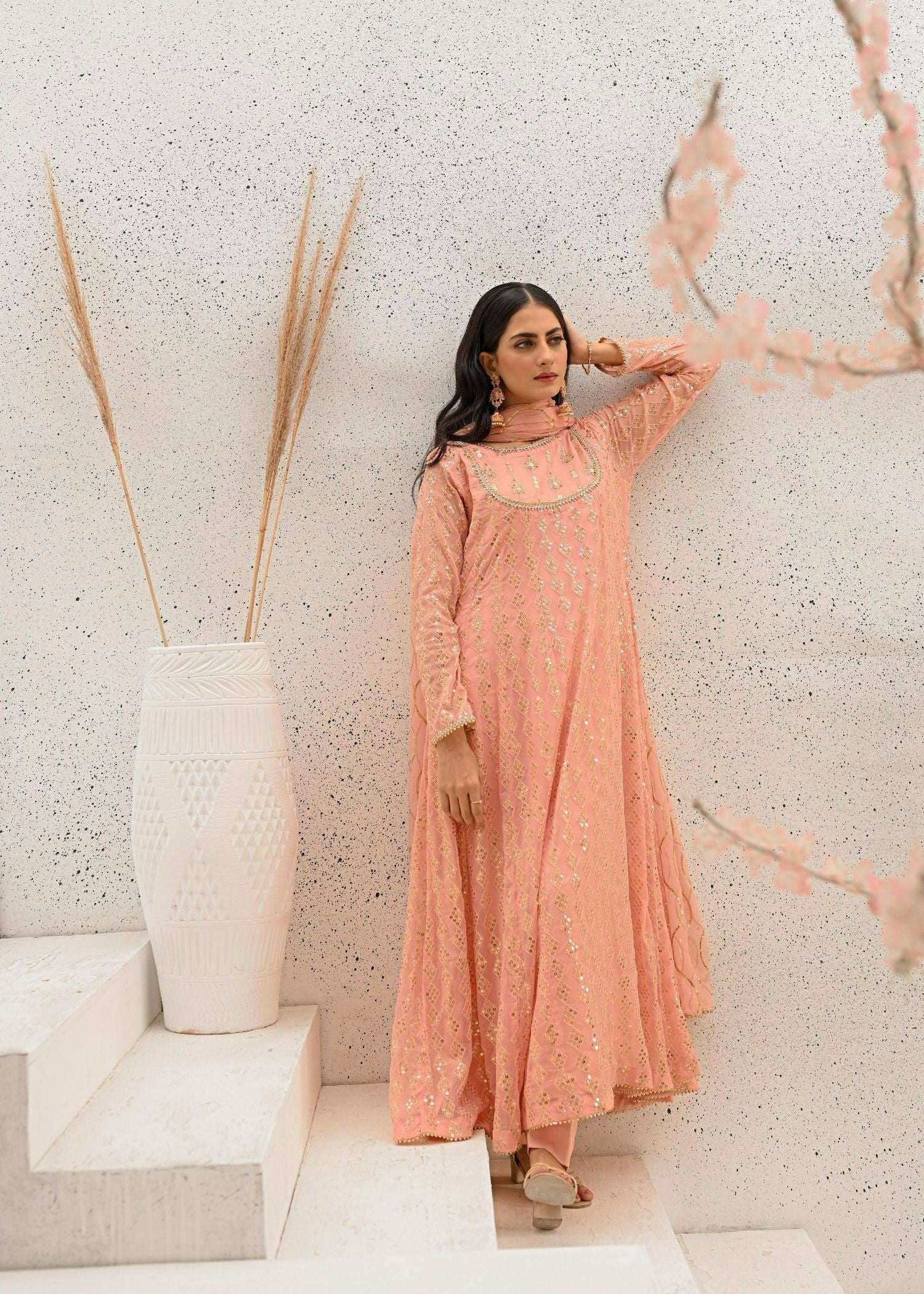 Ayesha Closet Chandni Peachy Pink Women 3pcs