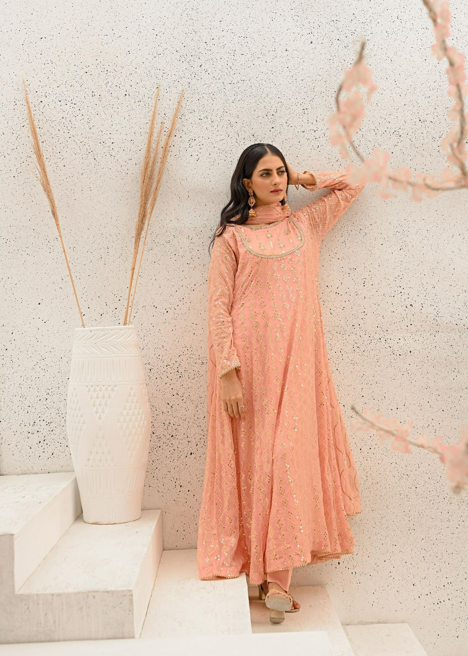 Ayesha Closet Chandni Peachy Pink Women 3pcs