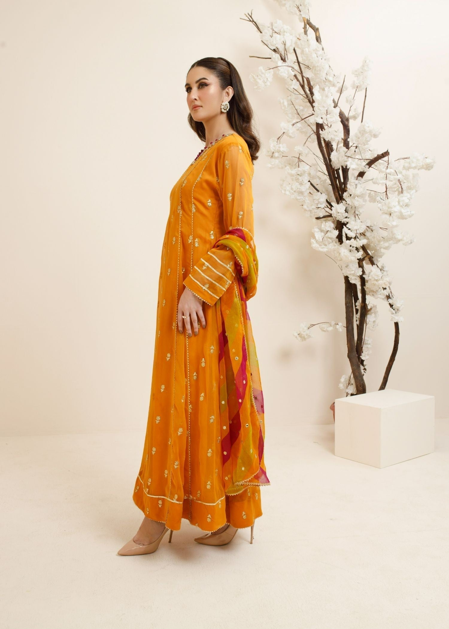 Ayesha Closet Fajr Vibrant Orange Women 3pcs