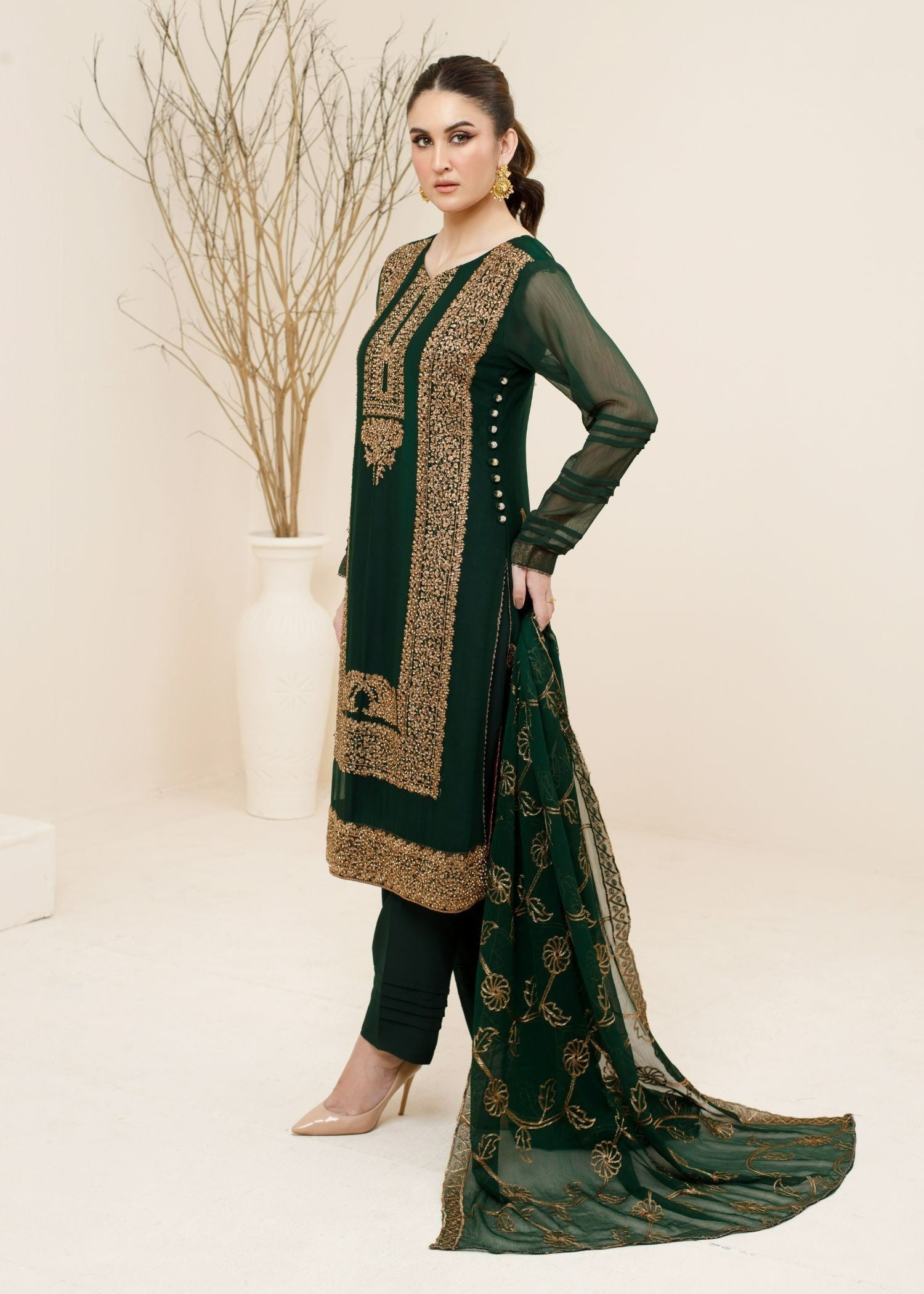 Ayesha Closet Soryia Green Dark Attraction Women 3pcs