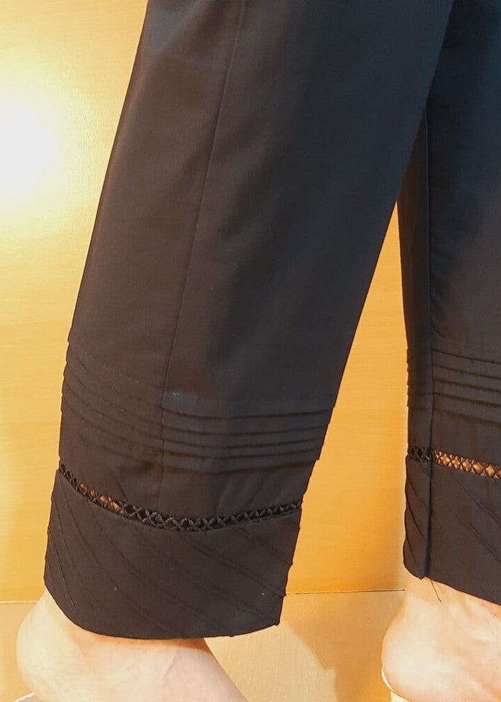 Zardi Laces embellished Soft Cotton Trouser Black PT13 Women 1pcs