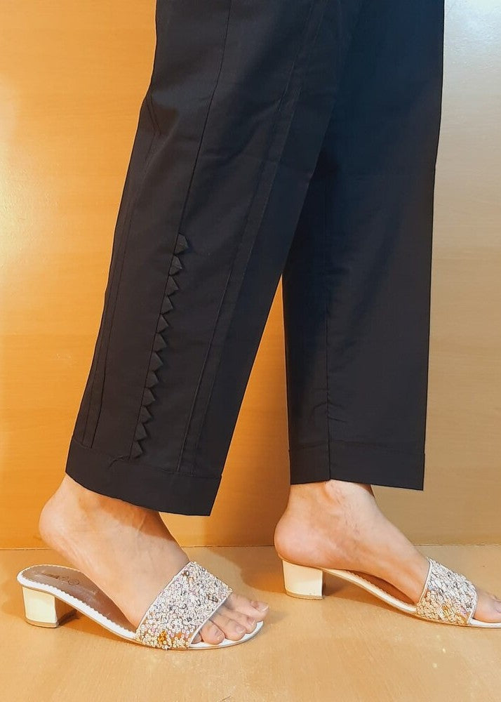 Zardi Laces Embellished Soft Cotton Trouser Black PT14 Women 1pcs