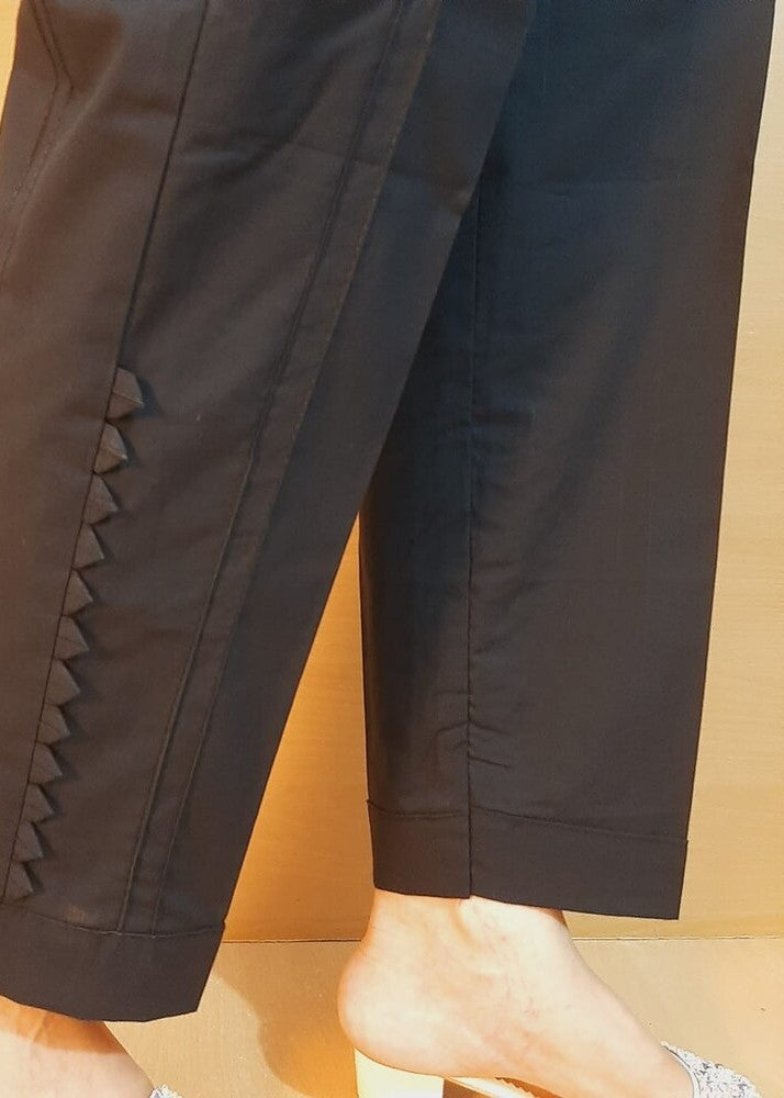 Zardi Laces Embellished Soft Cotton Trouser Black PT14 Women 1pcs