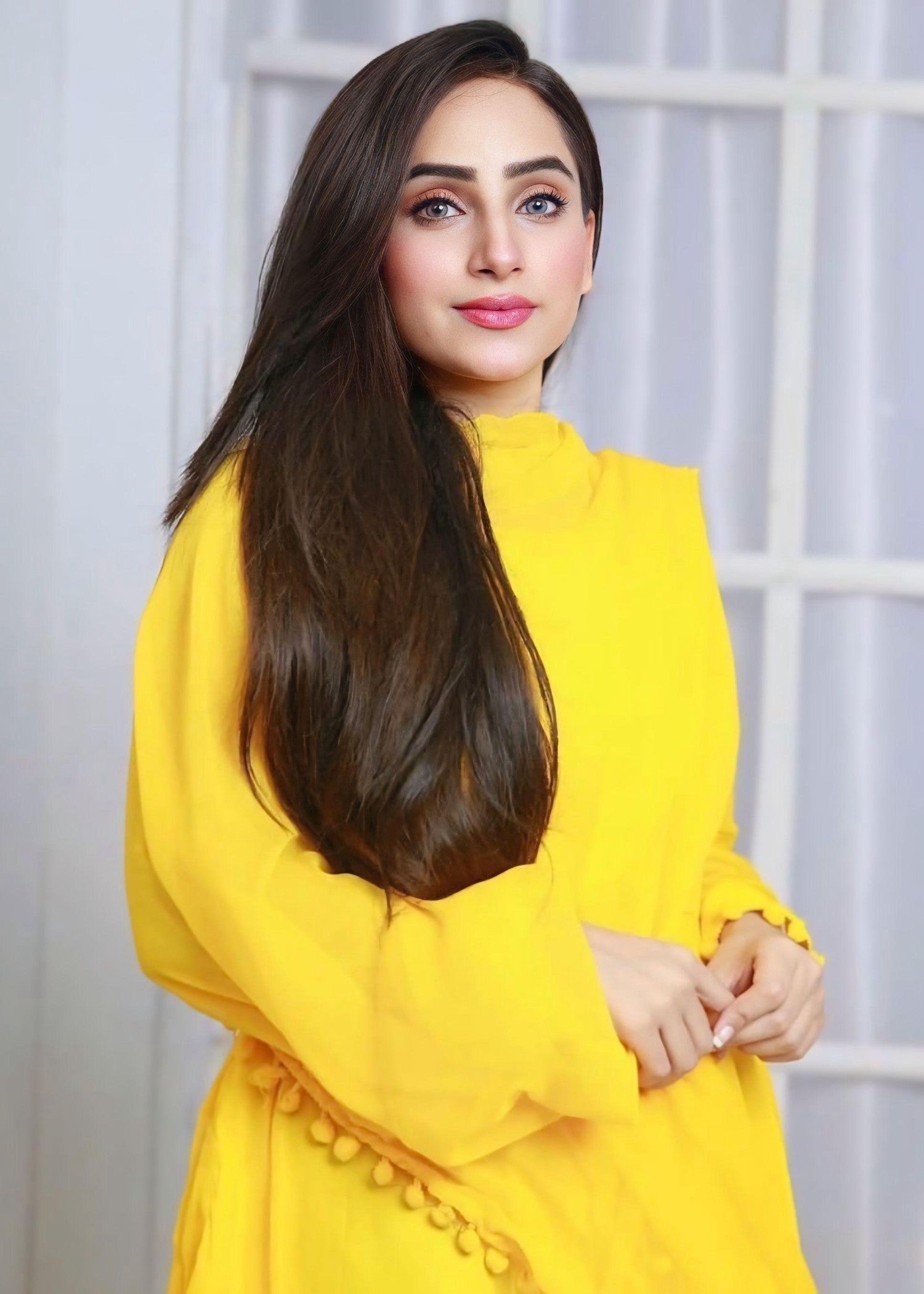 Anabiya Riwaaj anarkali yellow Women 2pcs