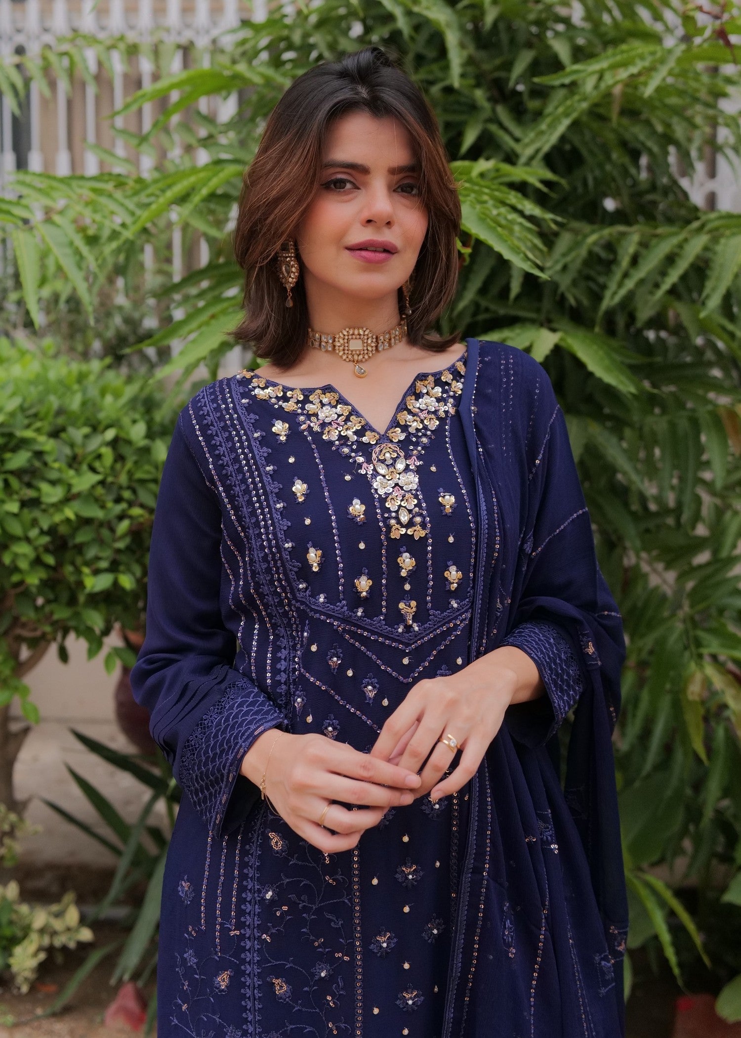 Rangeen Jahanara Embroidered Chiffon Suit Women 3pcs