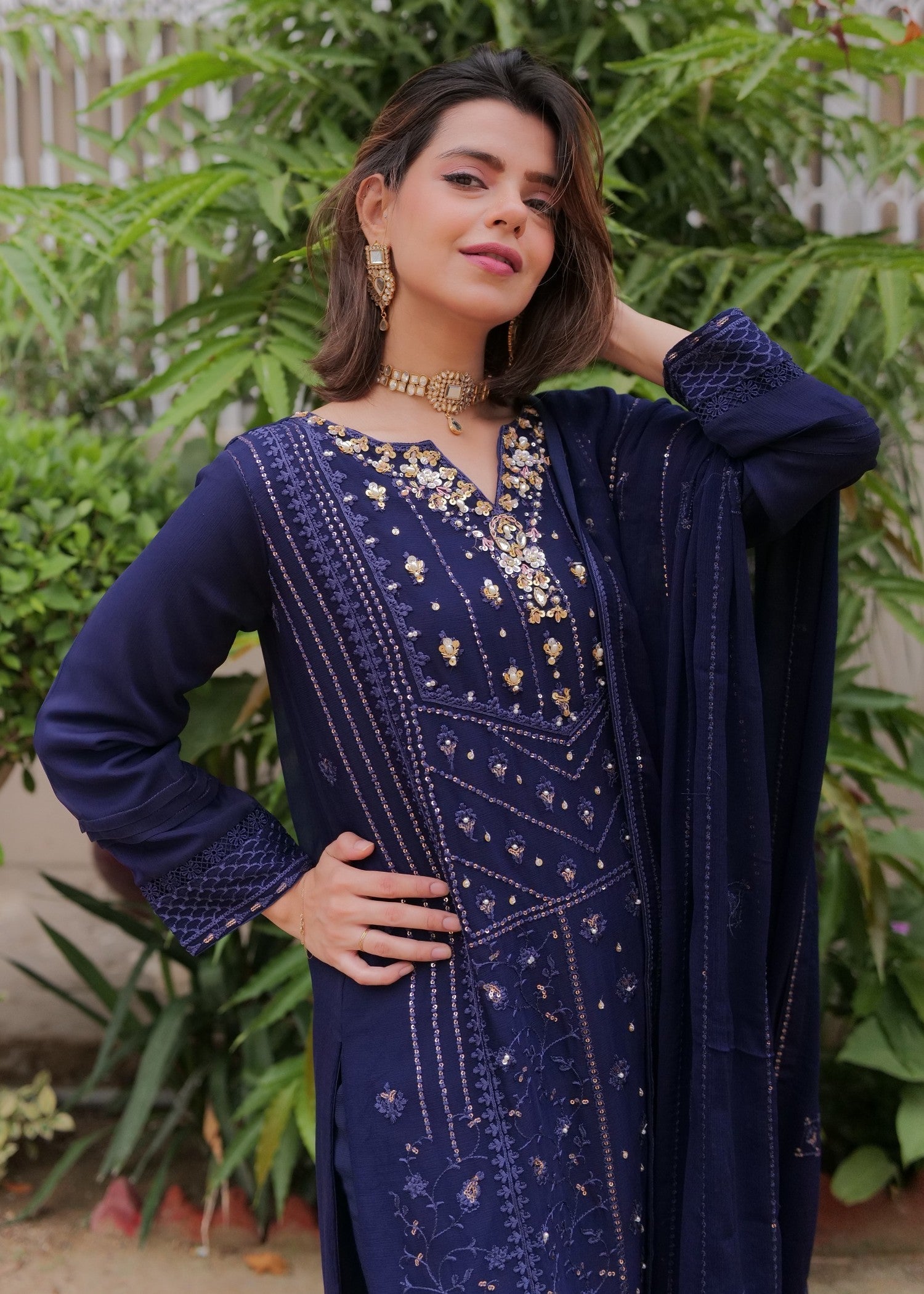 Rangeen Jahanara Embroidered Chiffon Suit Women 3pcs