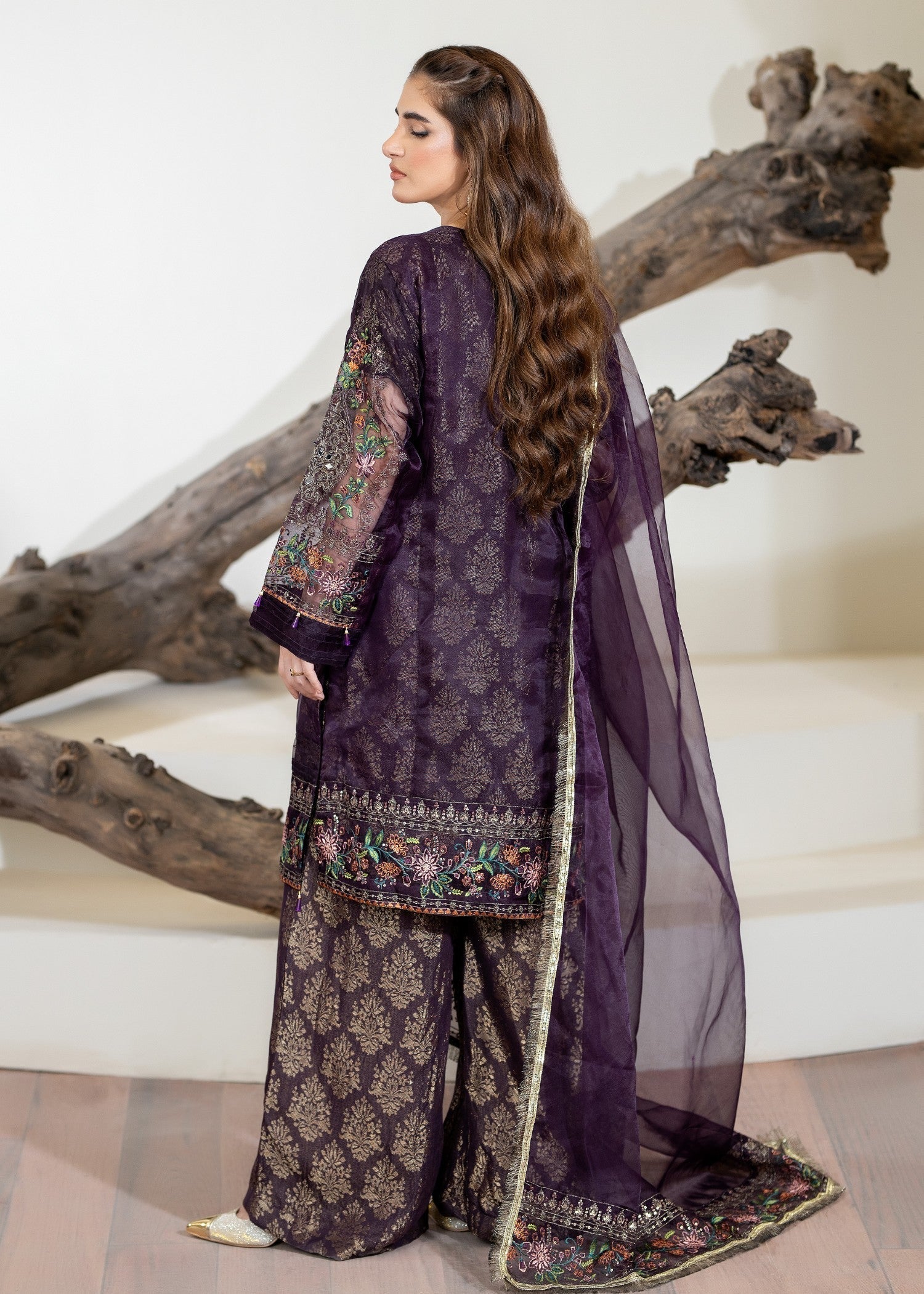 Pehnawa By Bin Akram’s Plum Aura Organza Women 3pcs