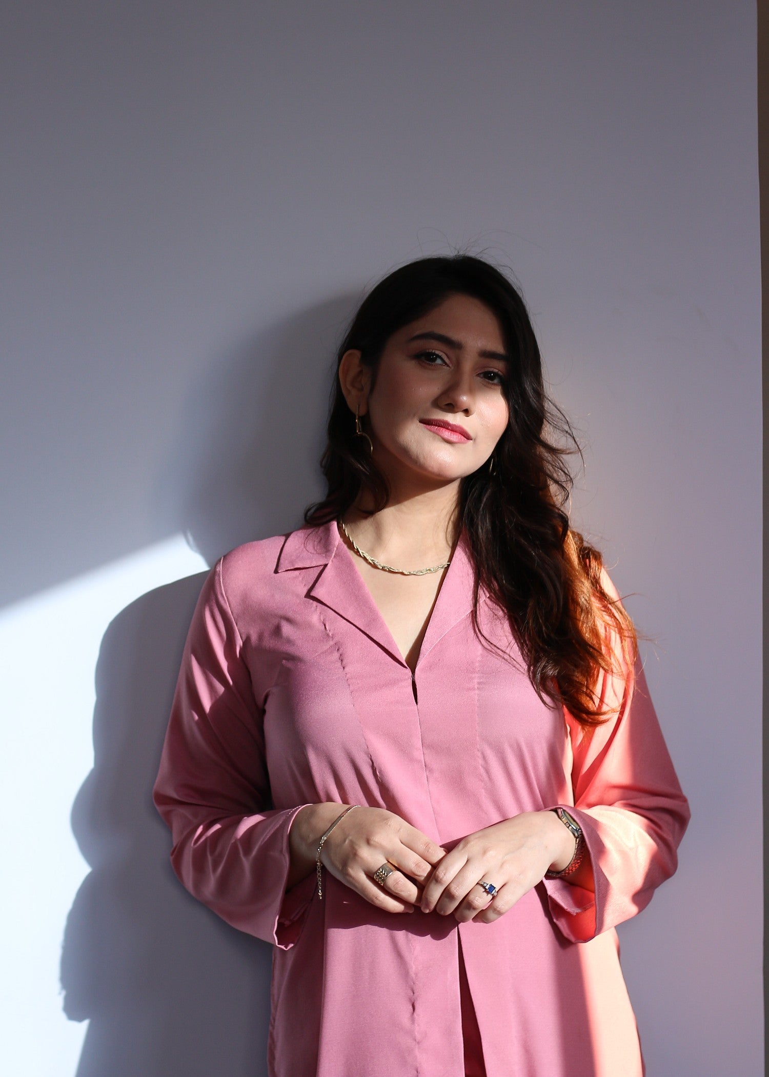 Zauk Flamingo Pink Two Piece Dress Women 2pcs