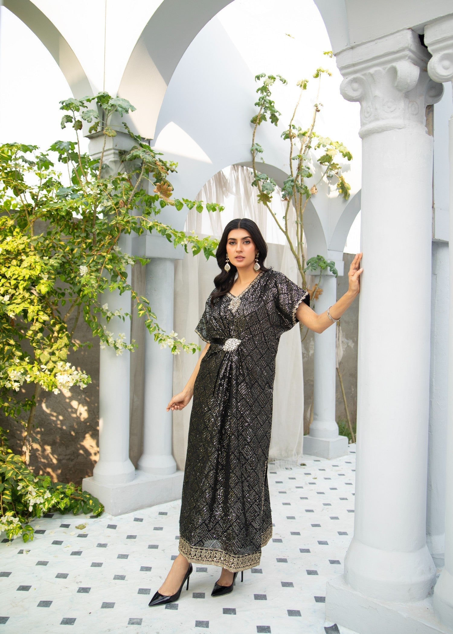 Manahils WA 03 KAFTAN BLACK Women 2pcs