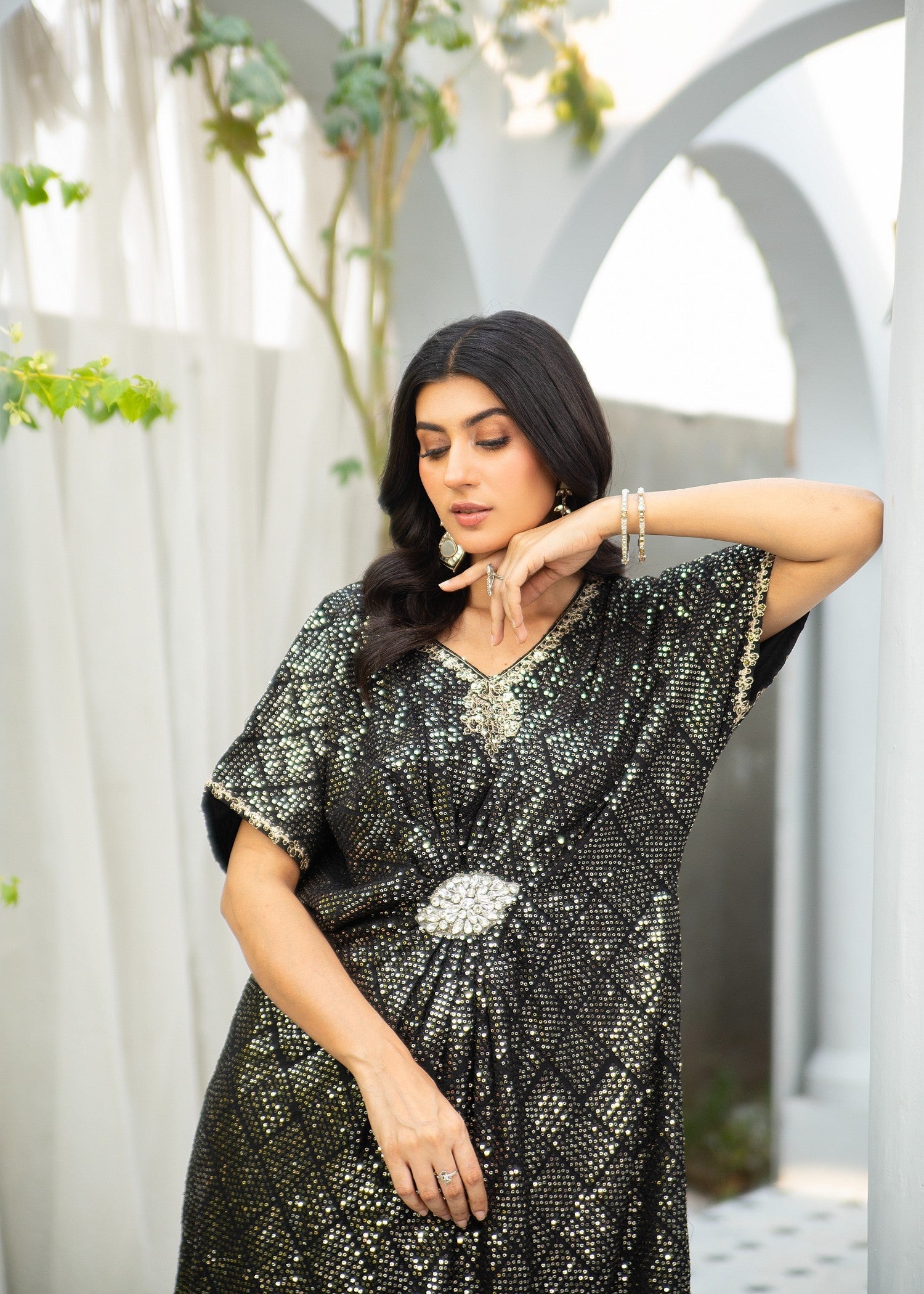 Manahils WA 03 KAFTAN BLACK Women 2pcs