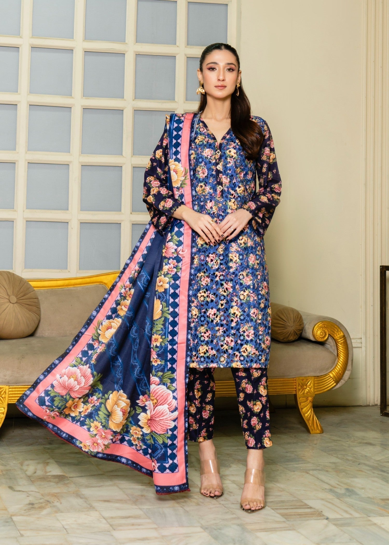 Sahibas By Mirza Kanwal Blue Women 3pcs