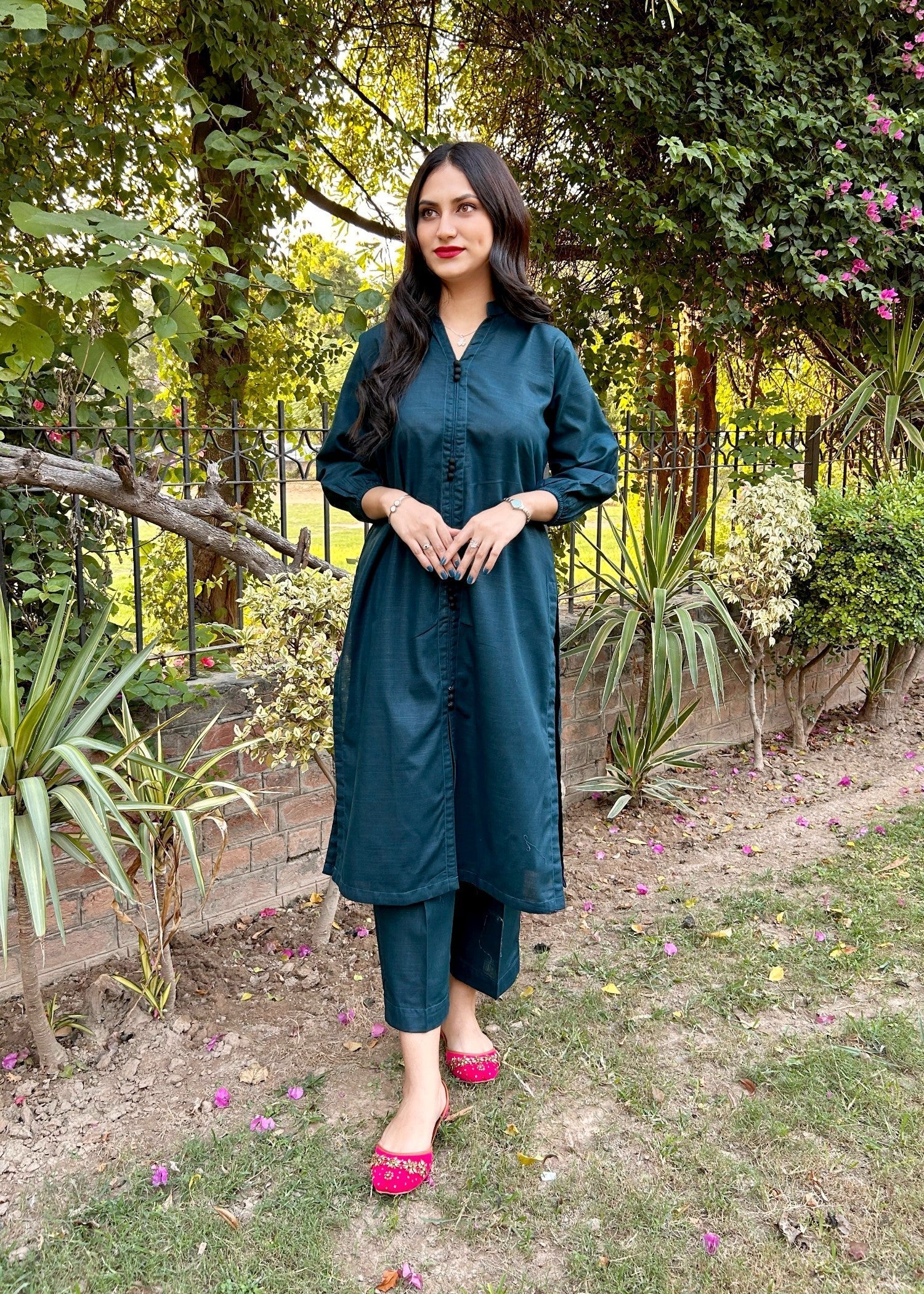 Damask Clothing Studio Sajni Solid Zinc Women 2pcs