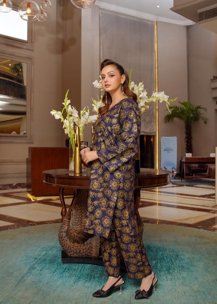 Gulposh SUNFLOWER (Stitched ) Navy Women 2pcs