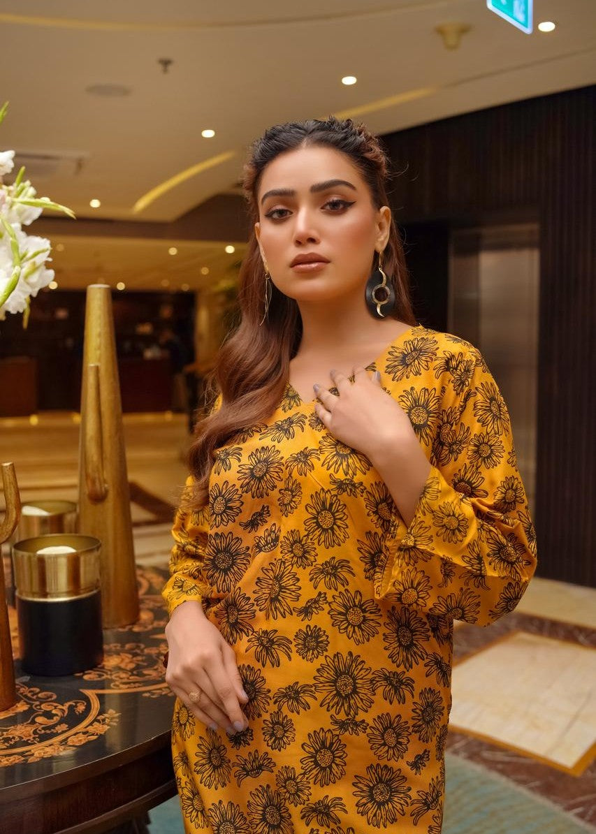 Gulposh SUNFLOWER (Stitched ) musterd Women 2pcs