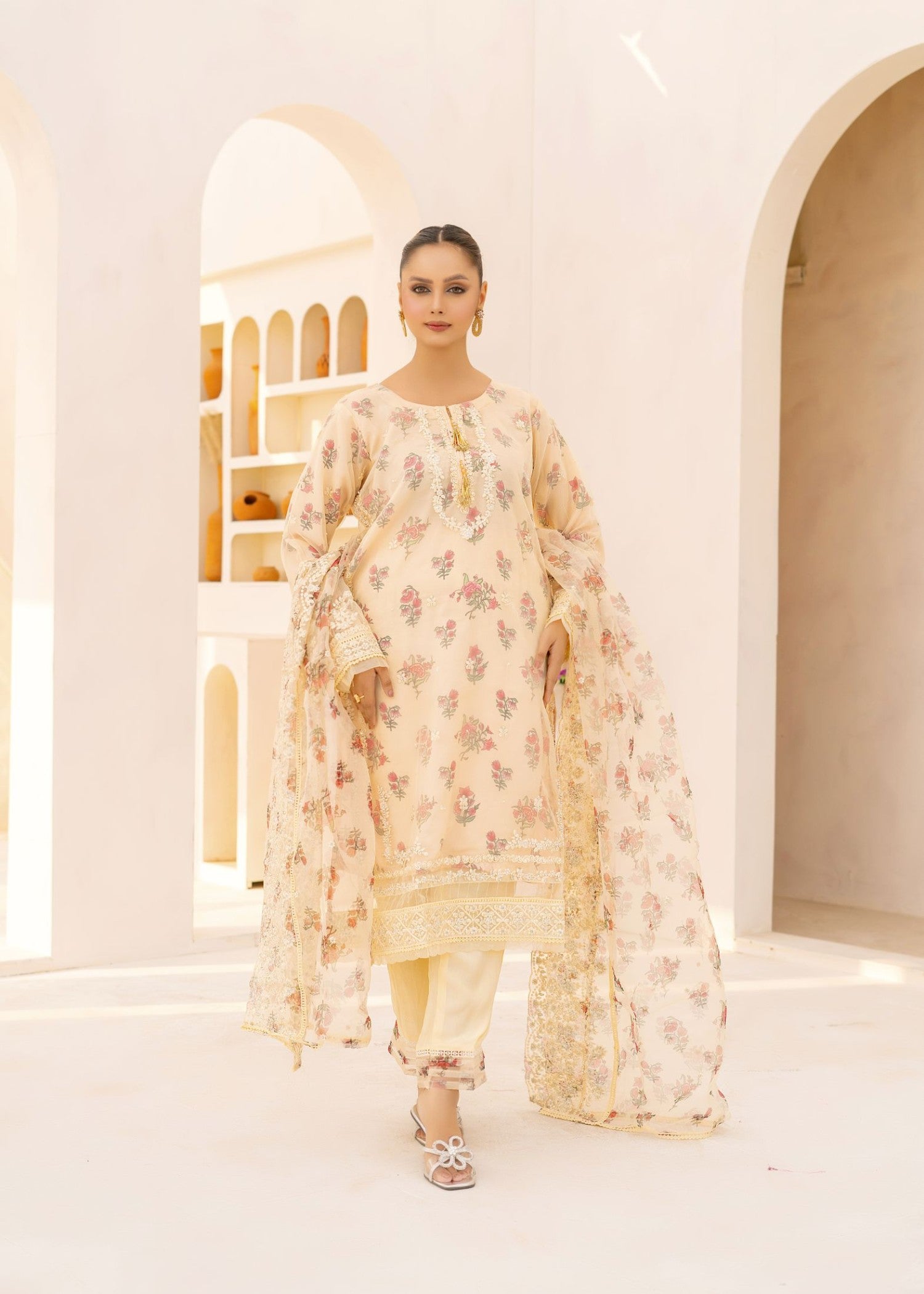 Alsiyab Floretta Beige Women 3pcs