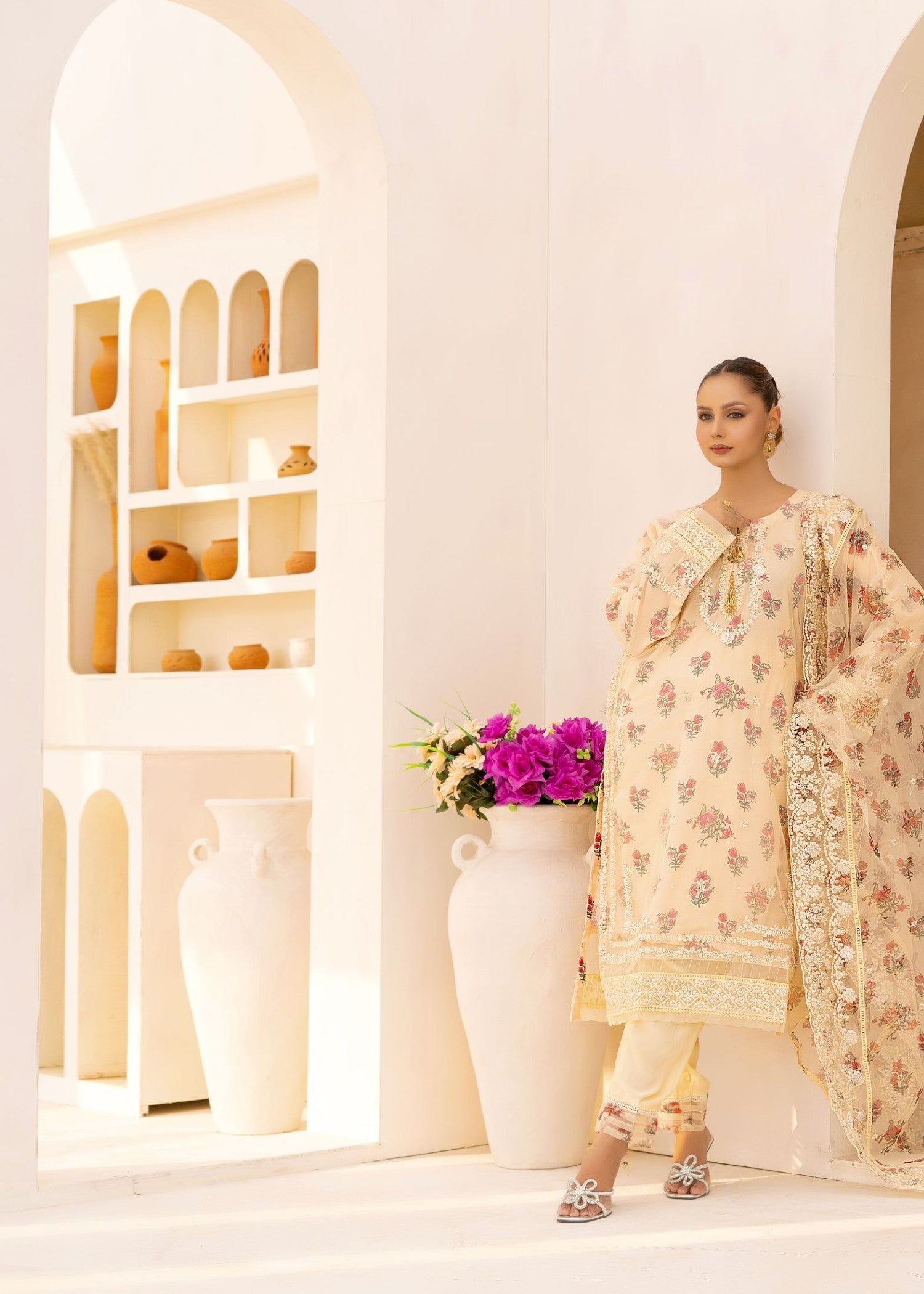 Alsiyab Floretta Beige Women 3pcs