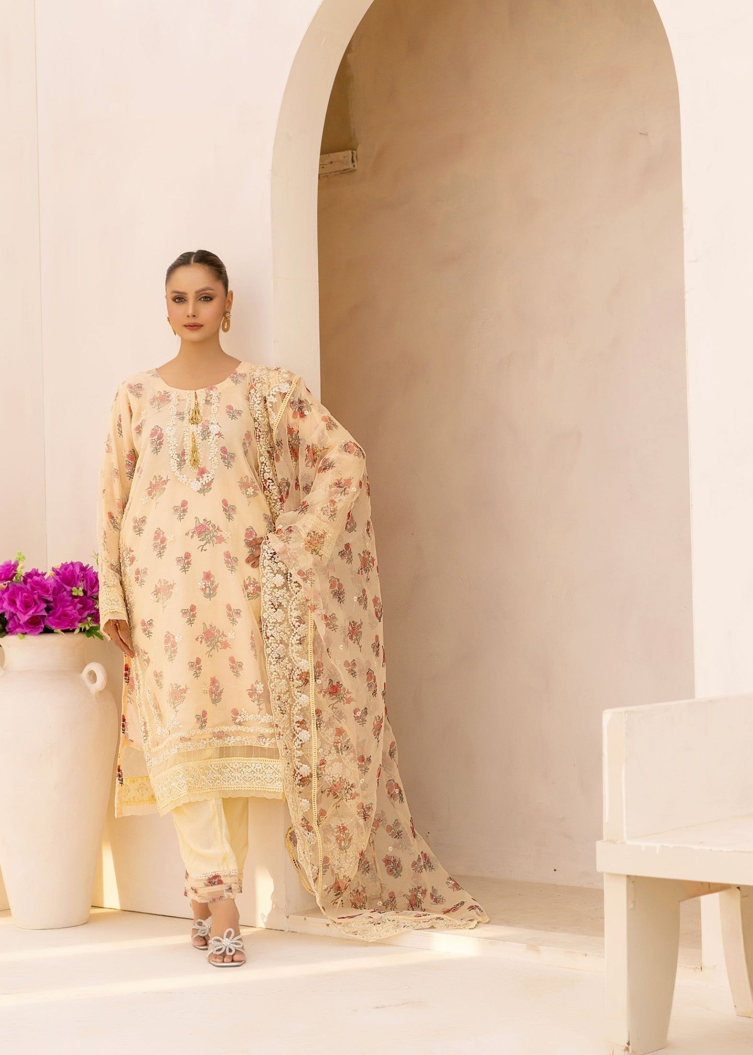 Alsiyab Floretta Beige Women 3pcs