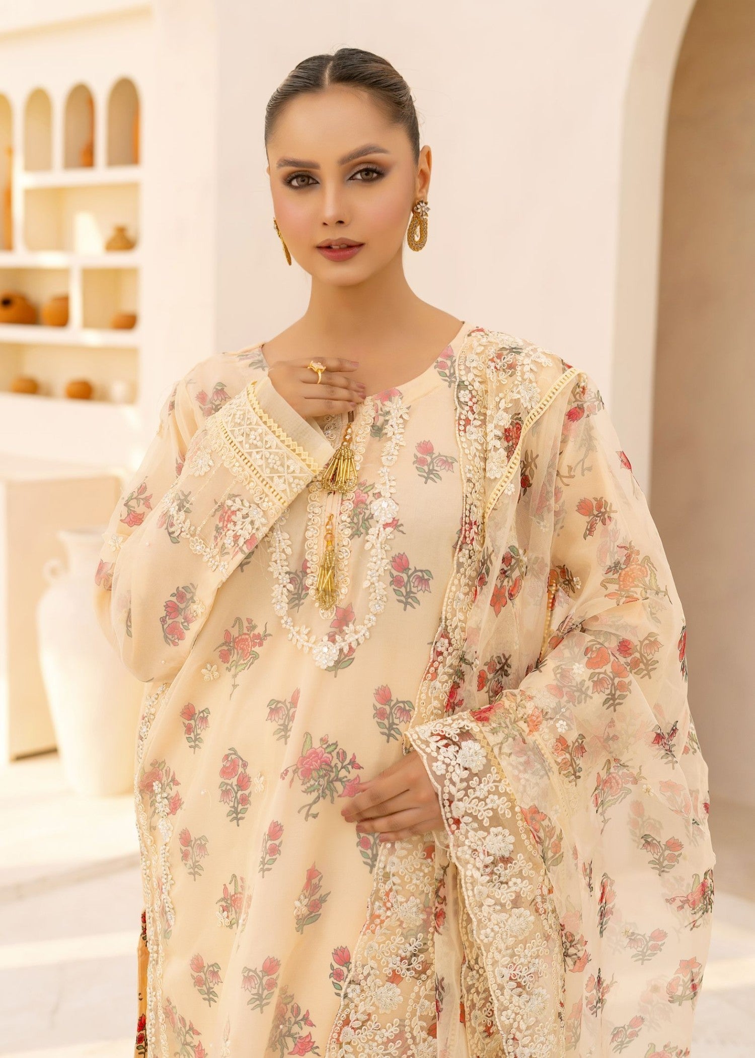 Alsiyab Floretta Beige Women 3pcs