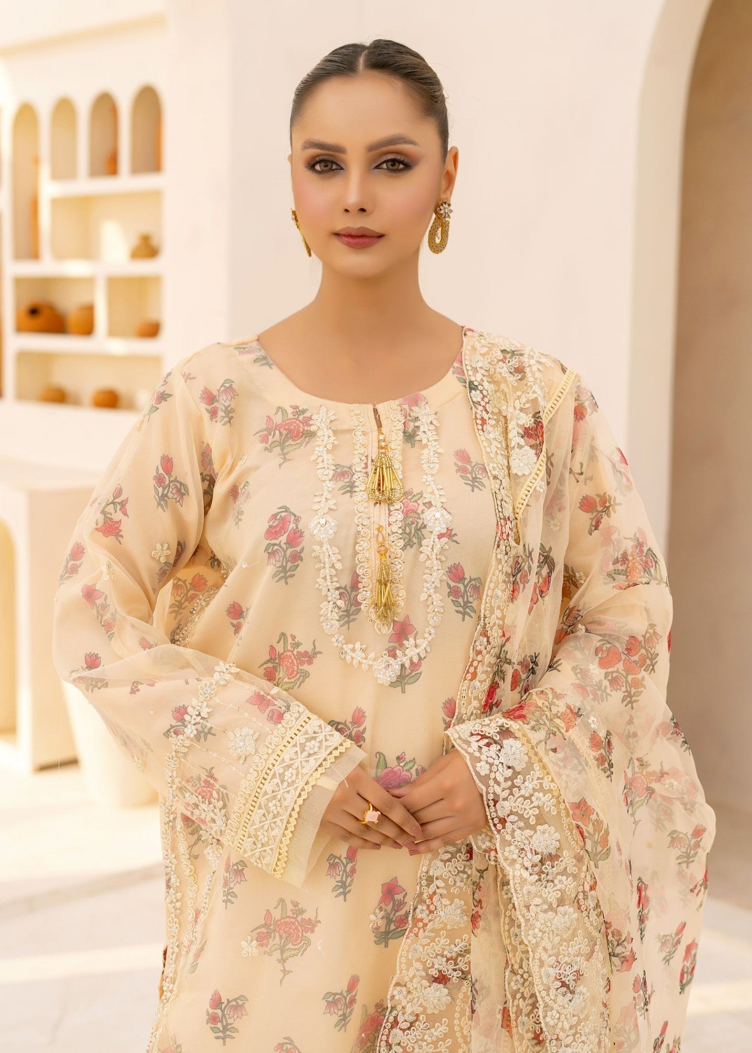 Alsiyab Floretta Beige Women 3pcs