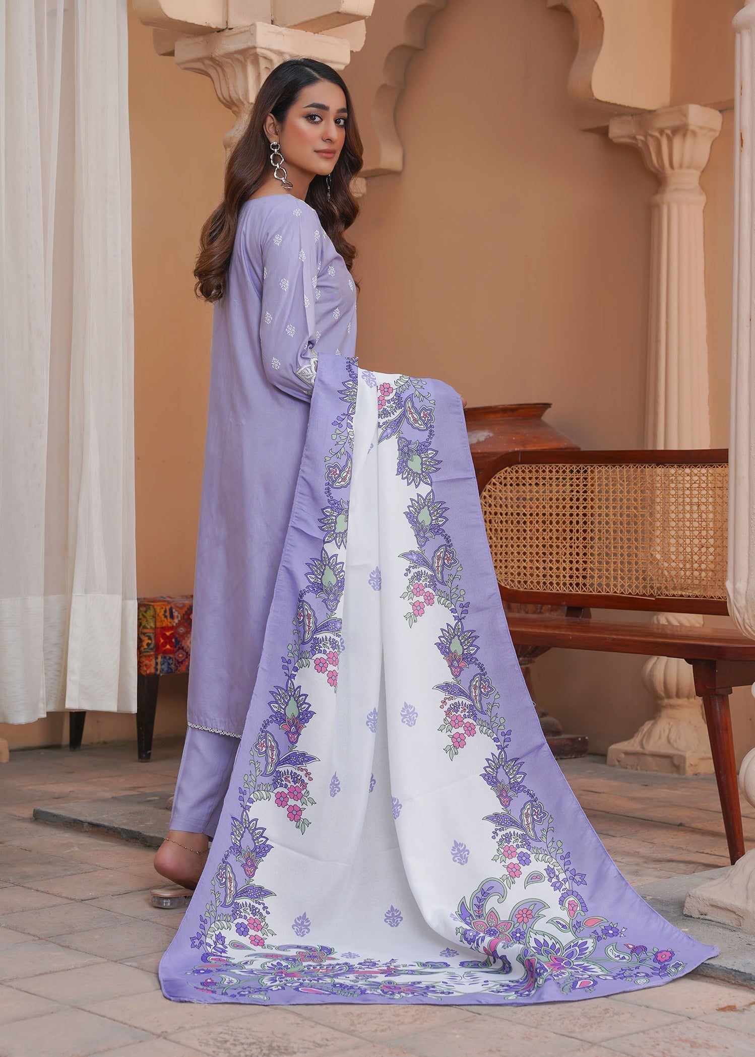 Madame Embroidered Linen Suit 7037 Women 3pcs