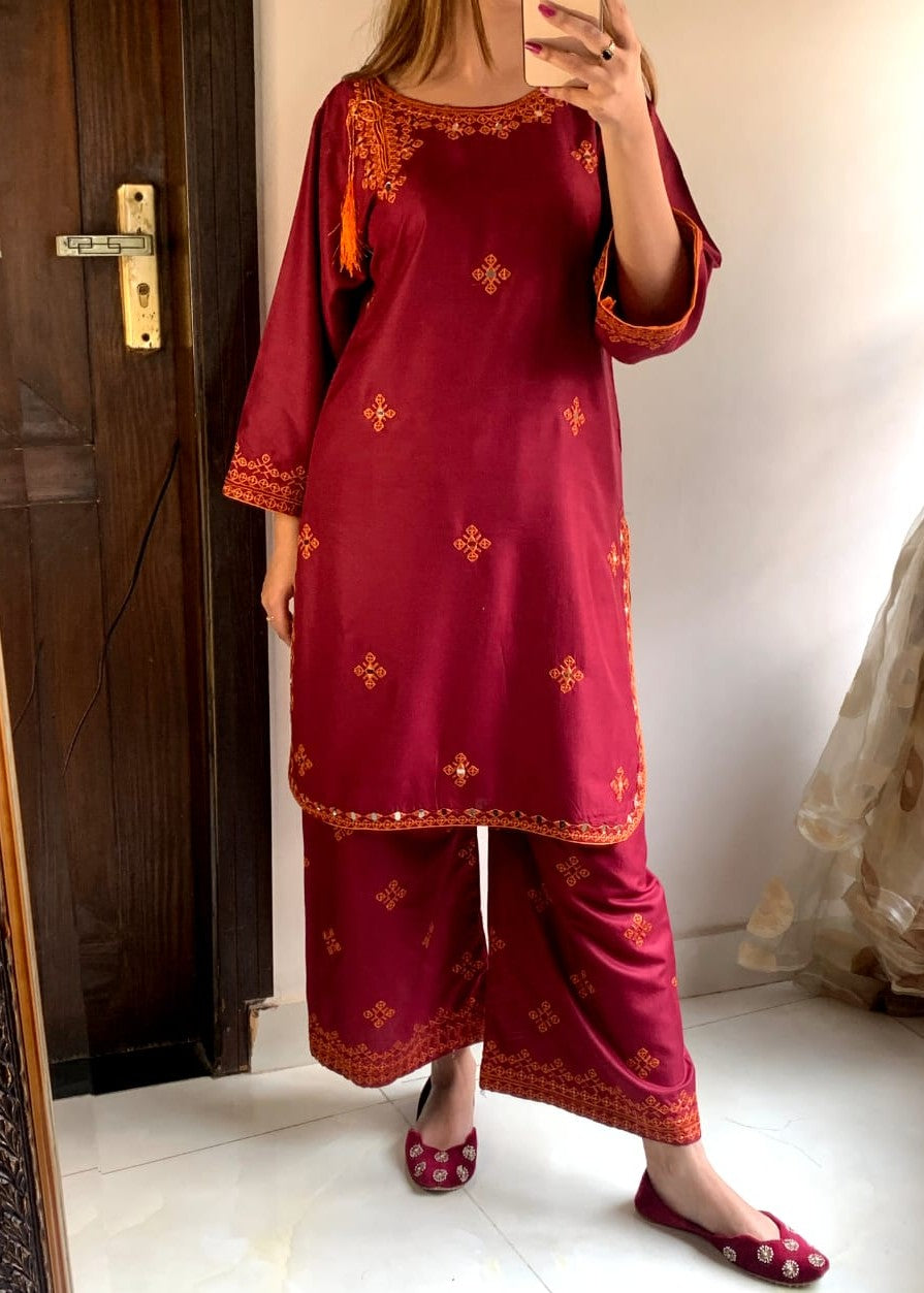 Gulposh Gul Rang (Stitched ) Mehroon Women 2pcs