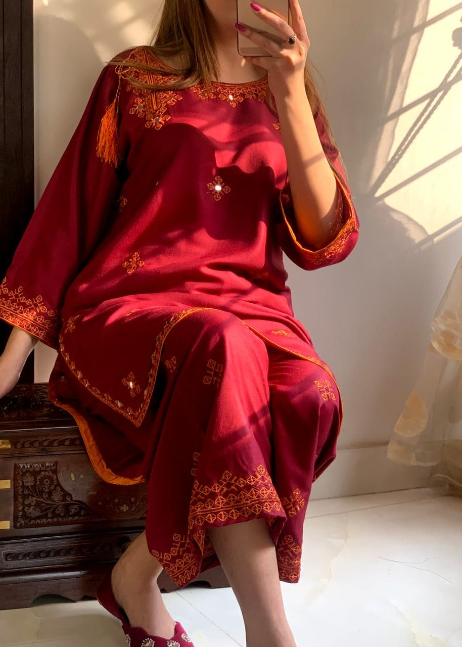 Gulposh Gul Rang (Stitched ) Mehroon Women 2pcs