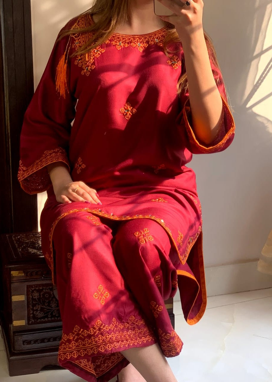 Gulposh Gul Rang (Stitched ) Mehroon Women 2pcs